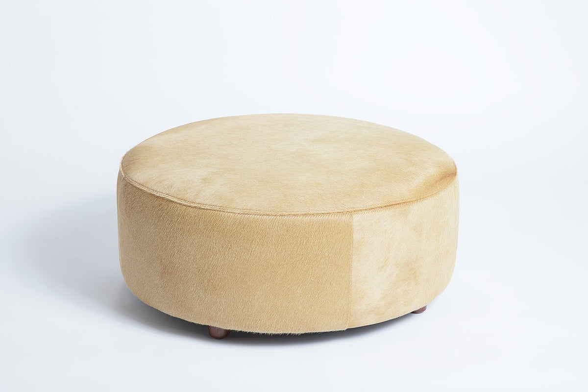 Round Cowhide Ottoman - Homelosophy, view 2