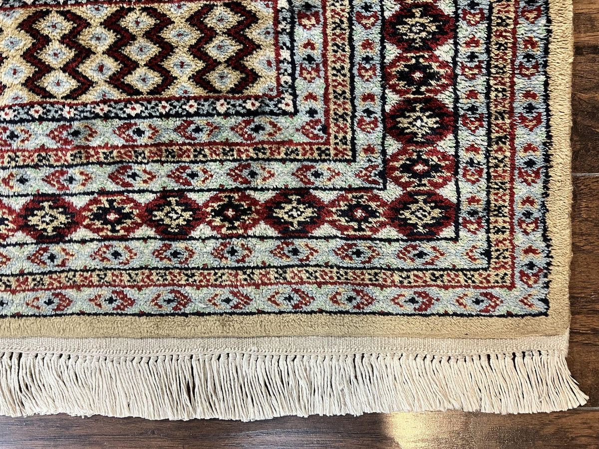 Bokhara Prayer Rug 3x5, Pakistani Turkoman Carpet, Tan, Handmade Vintage Wool Carpet - Jewel Rugs, view 10
