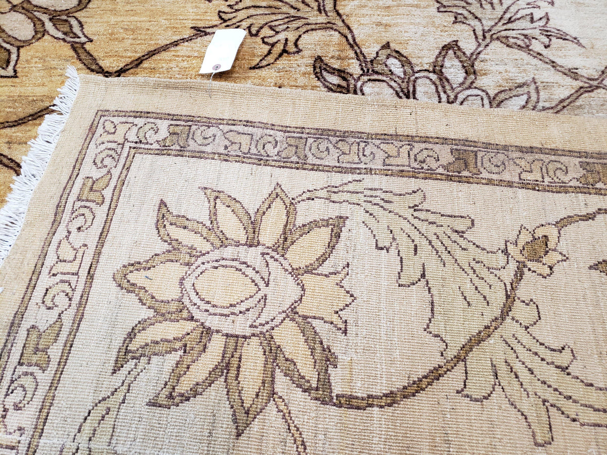 Oversized Peshawar Chobi Oushak Area Rug 11.6 x 12.5, Wool Hand-Knotted Light Gold & Ivory Decorative Pakistani Floral Carpet, 11x12 - 12x13 - Jewel Rugs, view 11