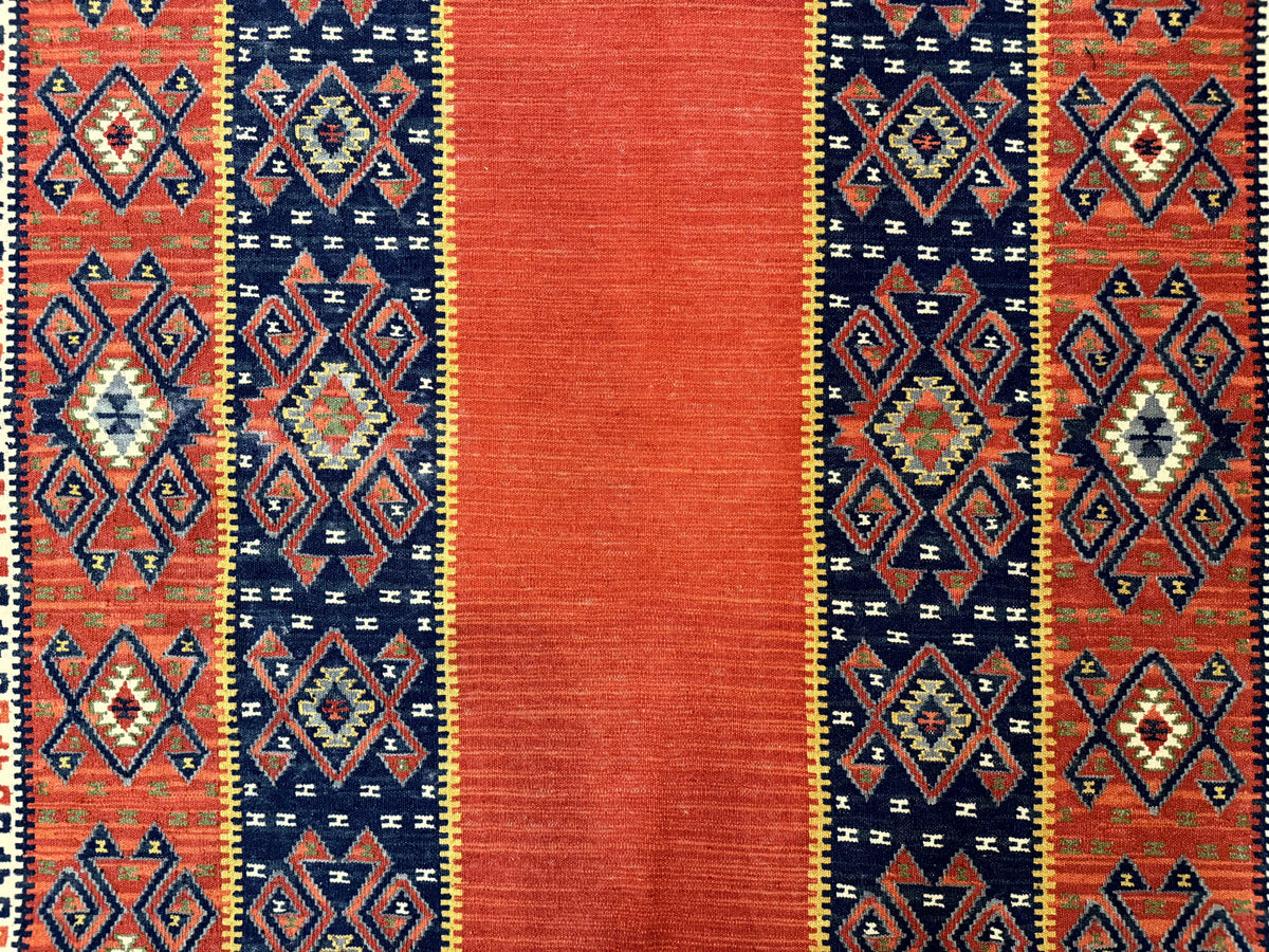 Turkish Kilim Rug 5x8, Flatweave Carpet, Handmade Bohemian Rug, Terracotta and Navy Blue - Jewel Rugs, view 5
