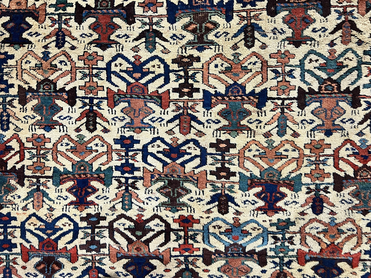 Persian Afshar Rug 5x6, Allover Repeated Motif, Wool Tribal Carpet, Handmade Semi Antique Rug - Jewel Rugs, view 4