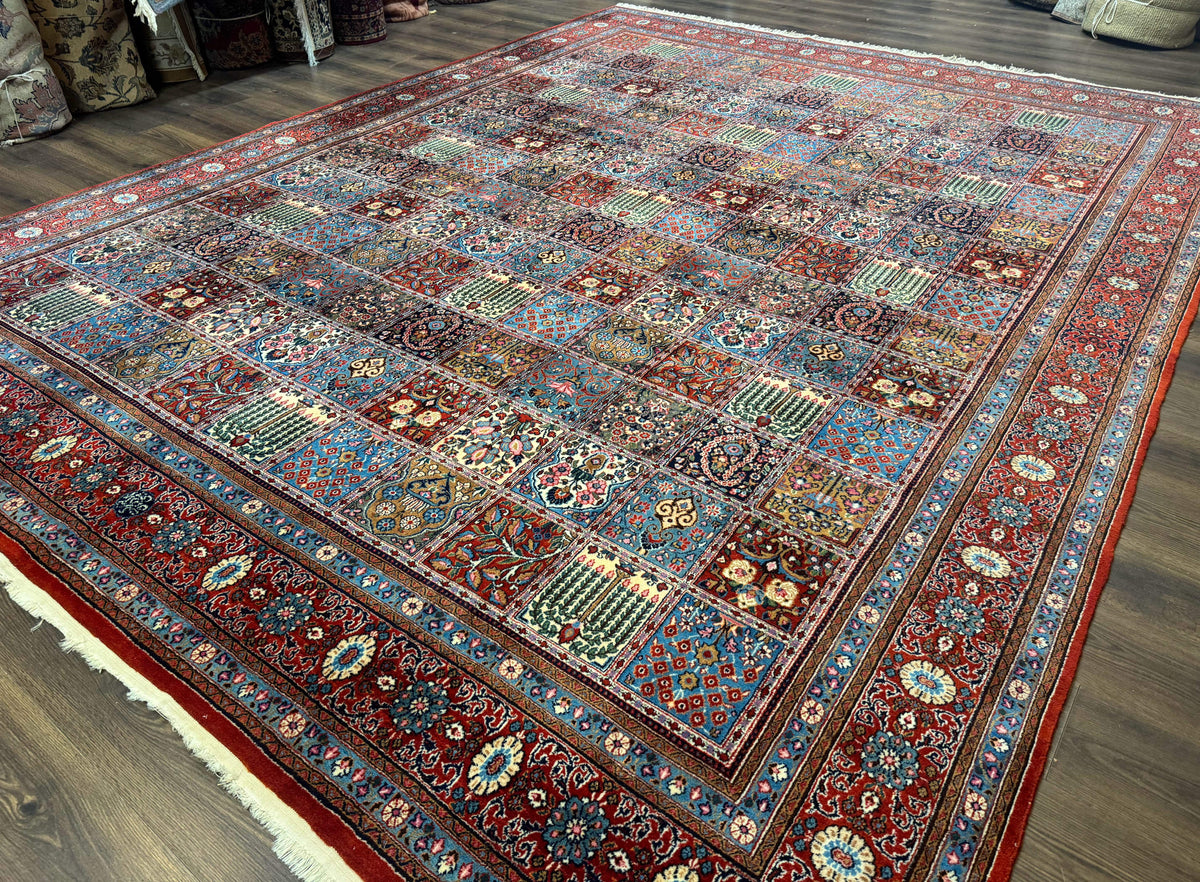 Wonderful Persian Qum Rug 10x13, Panel Design, Fine 260 KPSI, Signed, Red Multicolor - Jewel Rugs, view 2