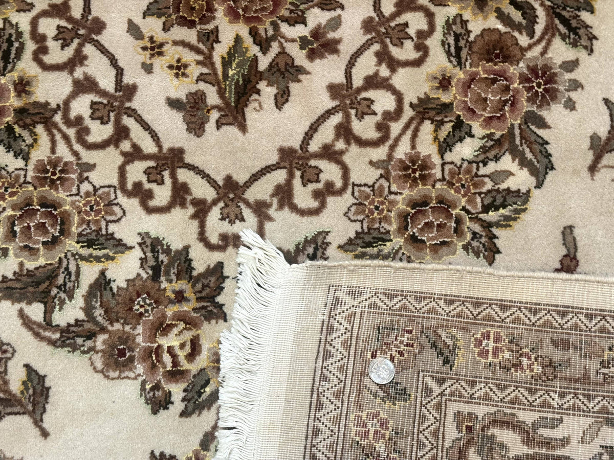 Sino Persian Rug 8x10, Floral, Elegant, Fine 225 KPSI, Beige, Wool & Silk - Jewel Rugs, view 10