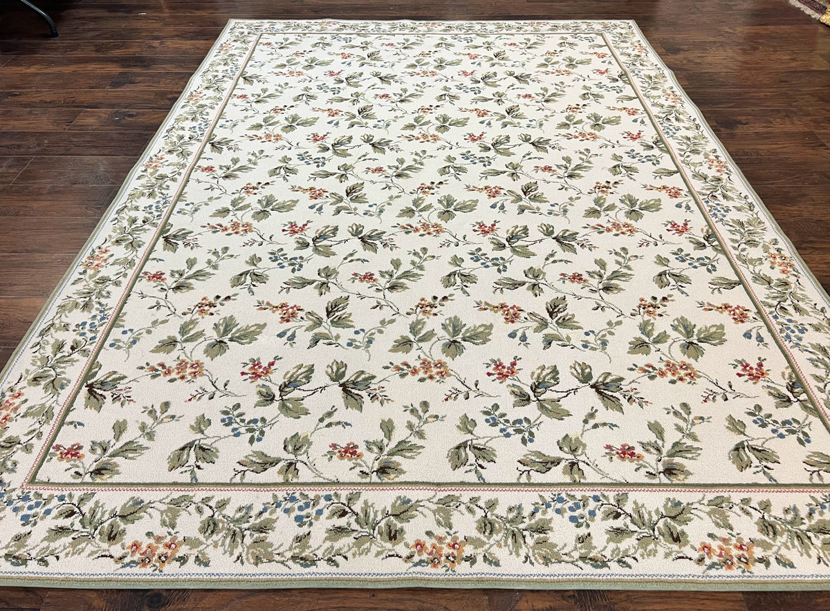 Vintage Stark Carpet 7x10, Ivory and Green, European Aubusson Design, Allover Pattern, Stark Rug - Jewel Rugs, view 2