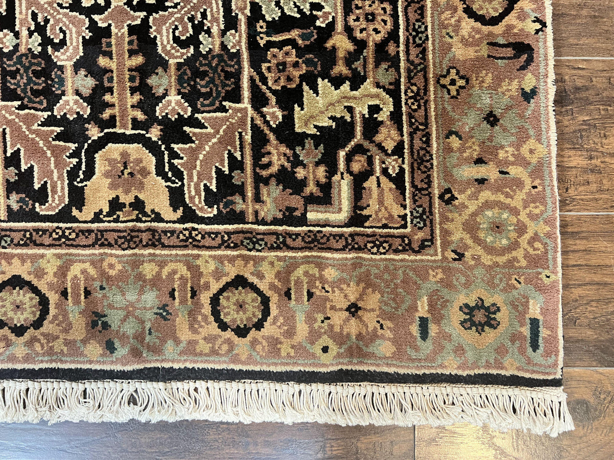 Heriz Rug 3.6 x 5, Handmade Vintage Wool Carpet, Couristan Carpet, Persian Design, Black - Jewel Rugs, view 10