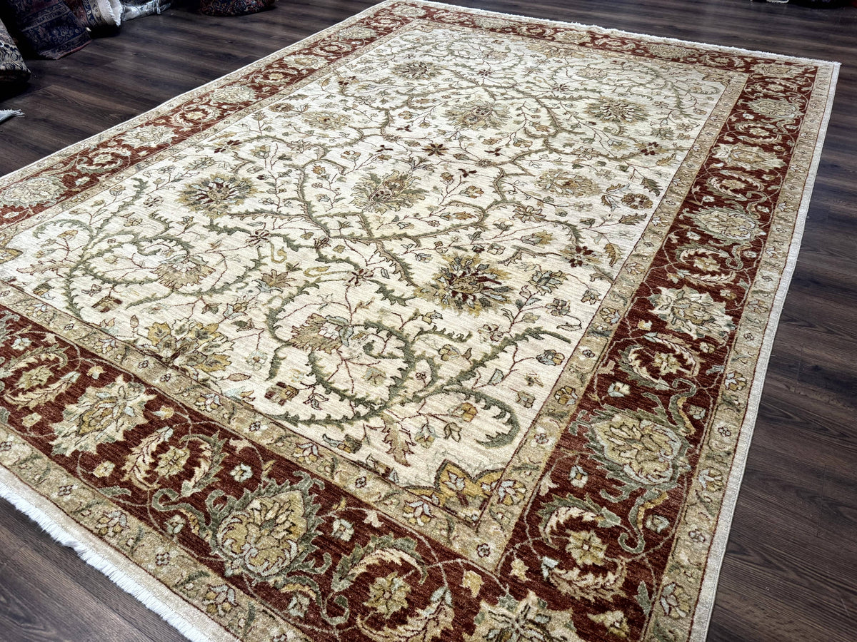 Pakistani Rug 9x12, Floral Allover Peshawar Carpet, Chobi, Beige and Rust Red, Traditional - Jewel Rugs, view 3