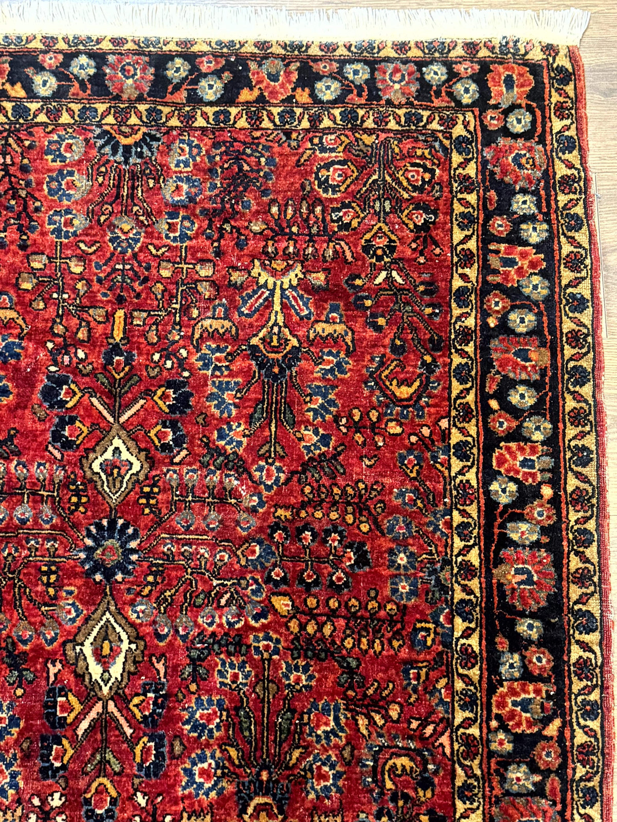 Antique Persian Sarouk Rug 3x4, Red, Floral, 1920s Wool Rug - Jewel Rugs, view 8