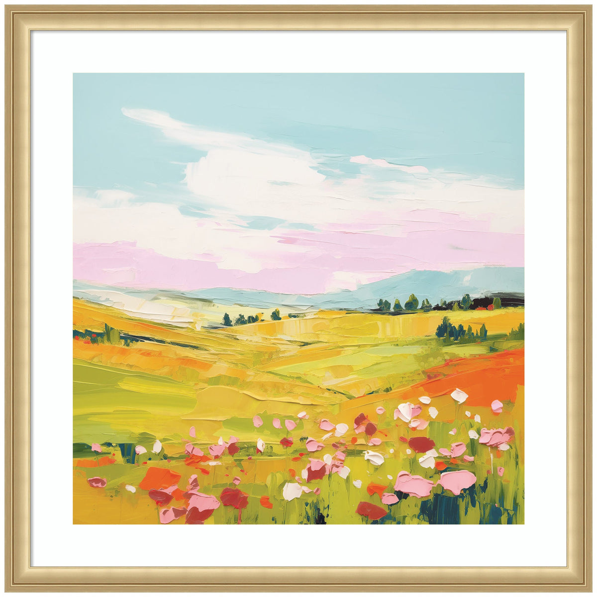 Framed Art Colorful Meadow Landscape by The Creative Bunch Studio