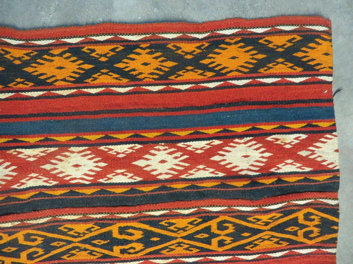 6' X 10' Antique 1930 Turkish Jajim Kilim Handmade Flat Weave Wool Rug Veg Dye - Jewel Rugs, view 8
