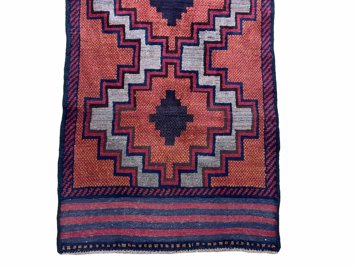 3X5 Vintage Handmade Tribal Wool Rug Balouchi Rug Afghan Rug Red 2' 8" X 4' 8" - Jewel Rugs, view 4
