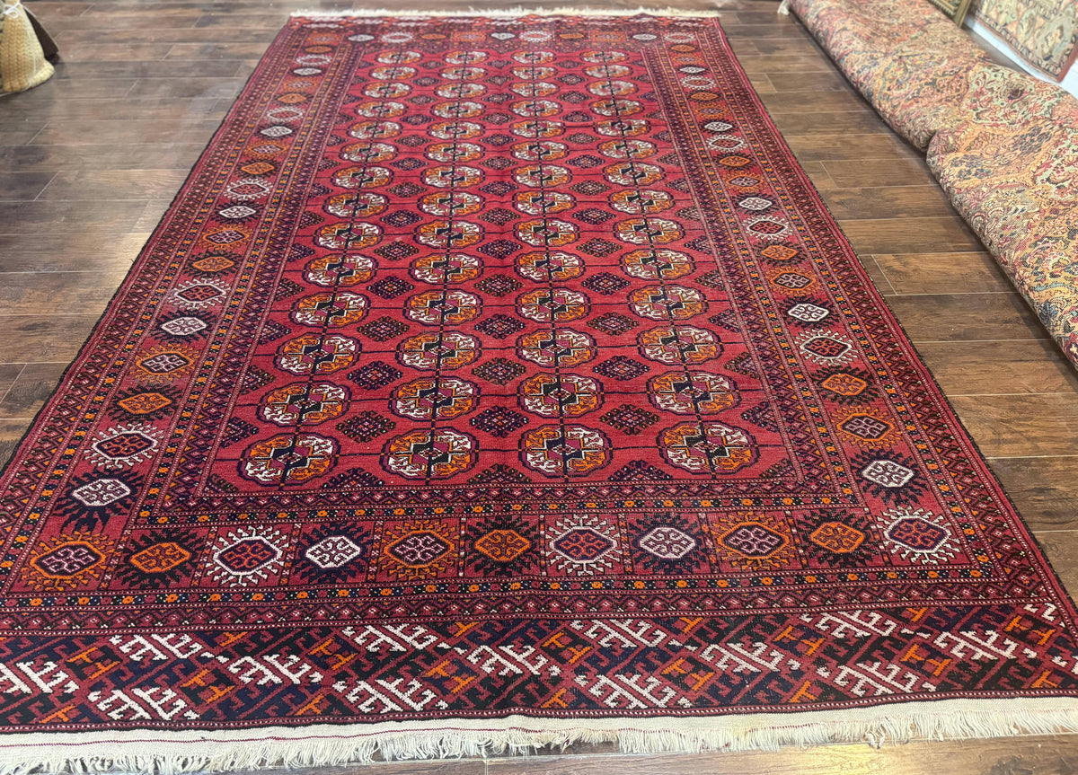 Antique Persian Turkoman Bokhara Rug 7x11, Tribal Rug, Red - Jewel Rugs, view 2
