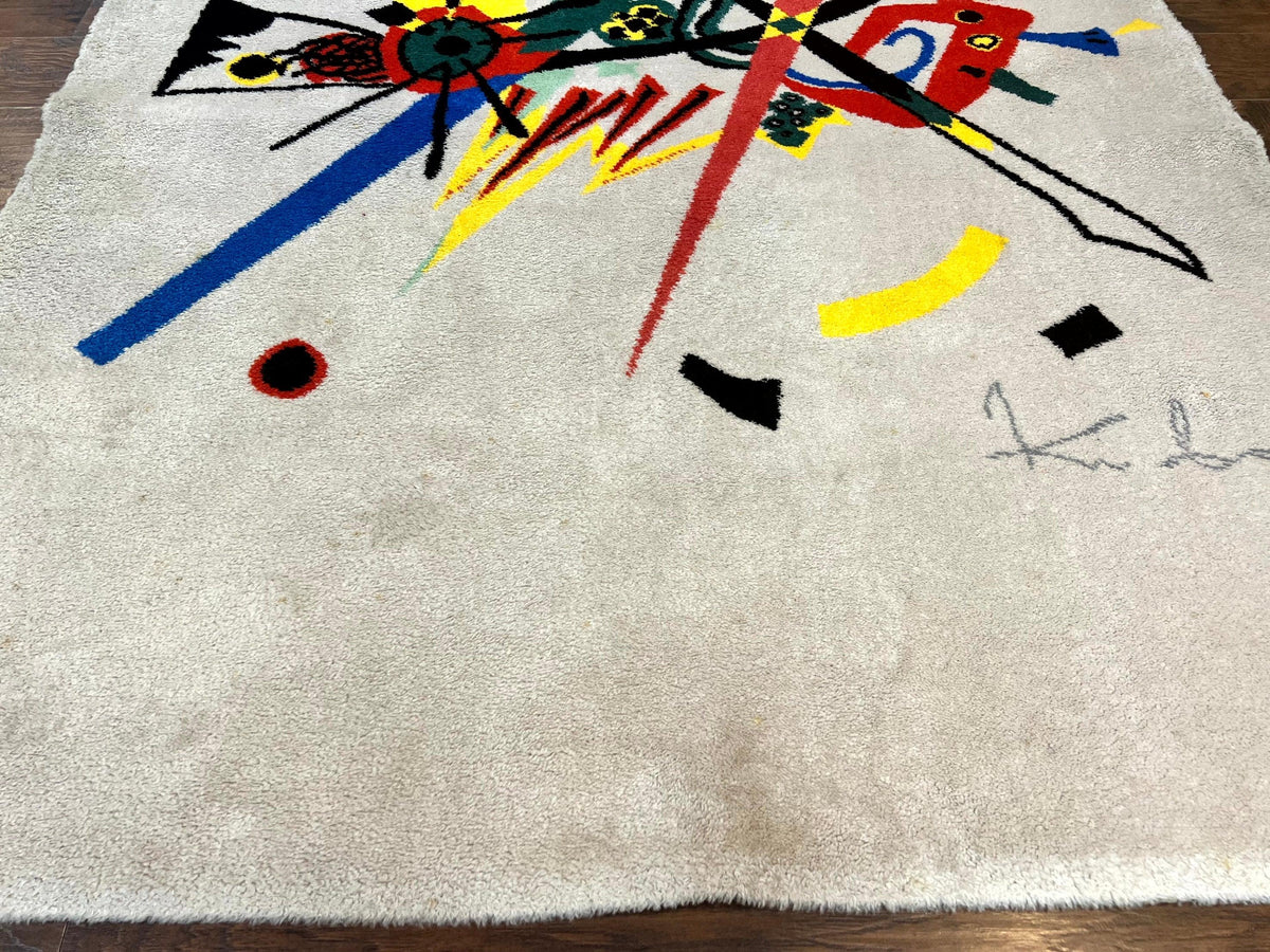 Danish Rya Shag Rug 6x9, EGE Axminster Carpet, Ivory, Modern Abstract Rug, Signed by Designer - Jewel Rugs, view 6