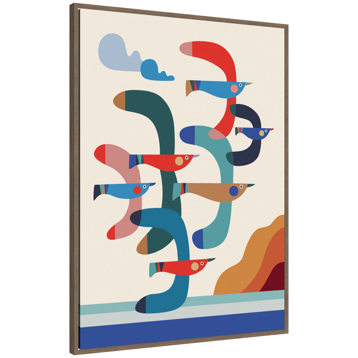Seagulls Coastal Vibes by Rachel Lee Framed Canvas Wall Art Print