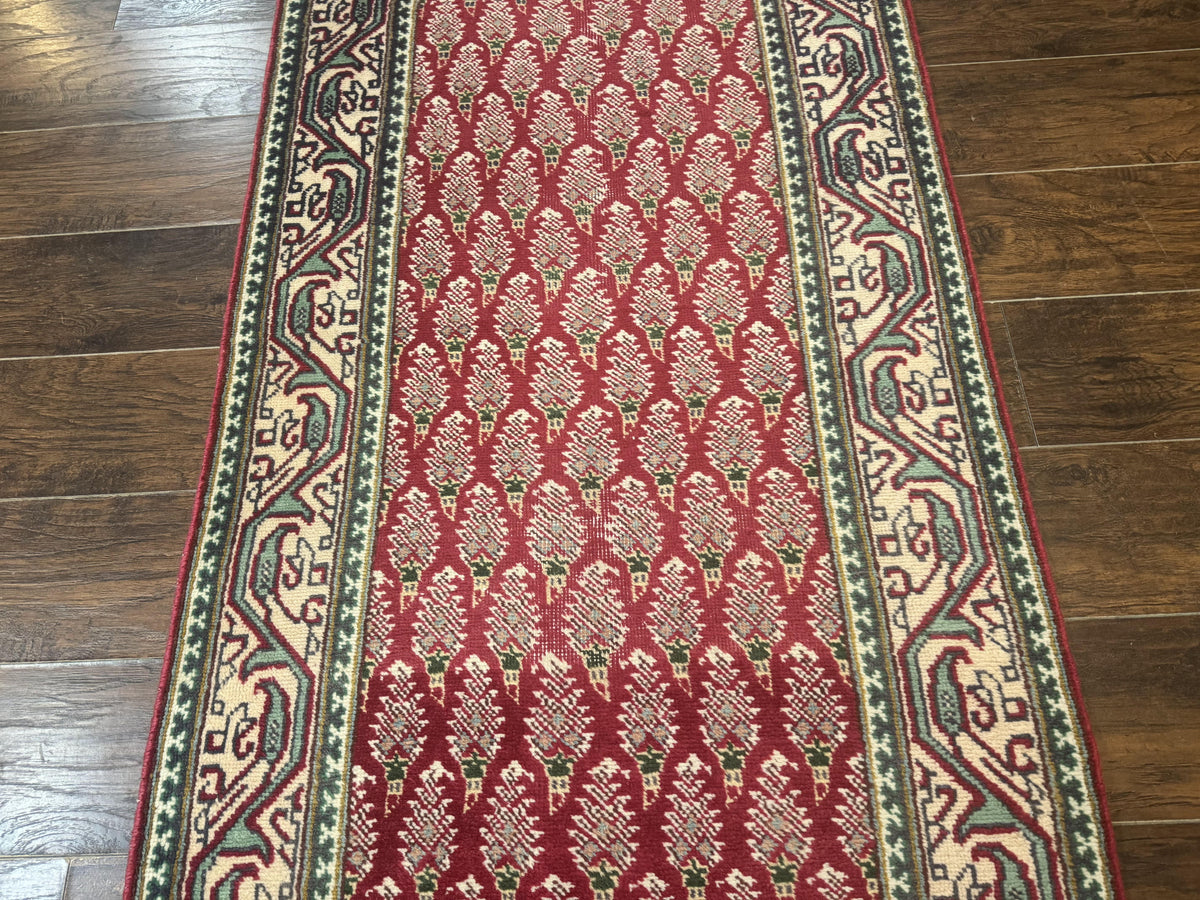 Persian Tabriz Runner Rug 3x16, Paisley Boteh Design, Red and Cream, Rug for Hallway, 16ft Wool Runner - Jewel Rugs, view 8