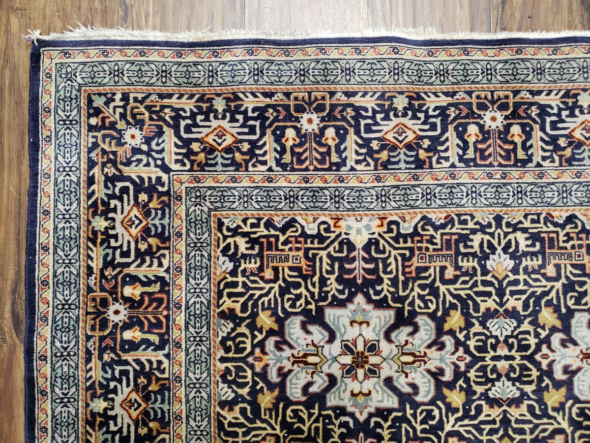 Navy Blue Persian Kashan Rug, Hand-Knotted, Wool, 4' 8" x 7' 4", Pair B - Jewel Rugs, view 8