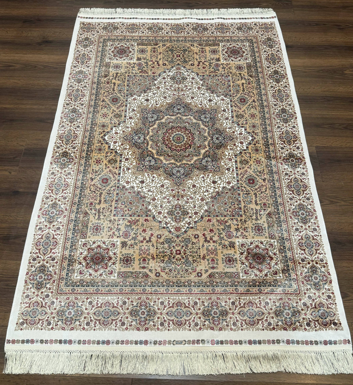 Turkish Memluk Silk Rug 4x6, Hereke Carpet, Bamboo Silk, New - Jewel Rugs, view 2
