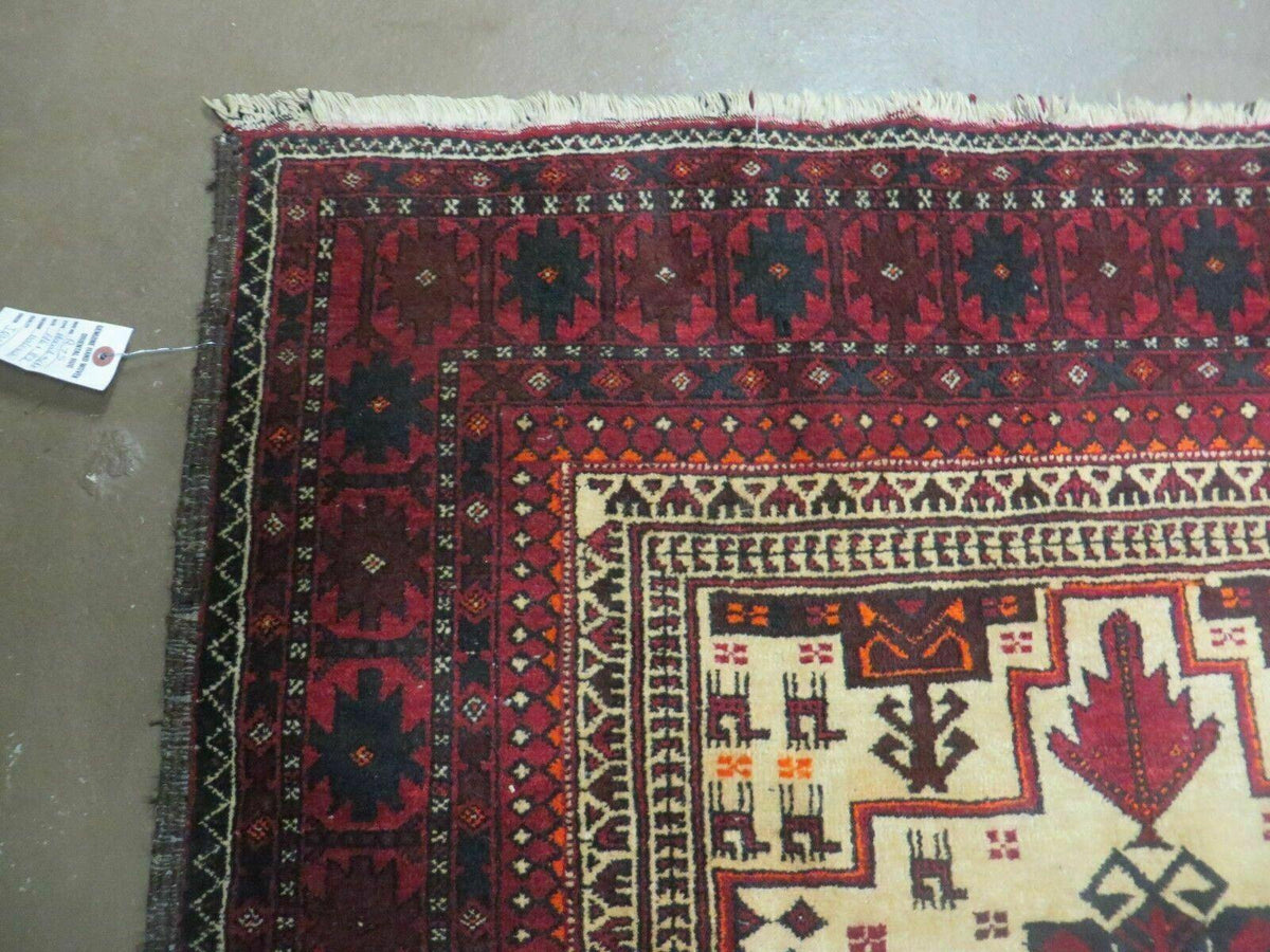 4' X 7' Vintage Handmade Pakistan Turkoman Bokhara Balouch Woven Wool Rug Nice - Jewel Rugs, view 6