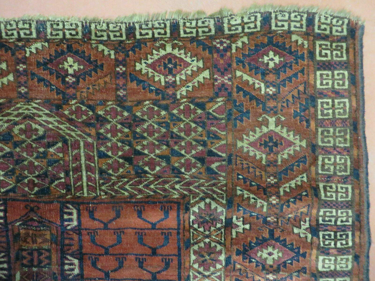 Antique Turkoman Ensi Wool Rug 4x5 - Jewel Rugs, view 7
