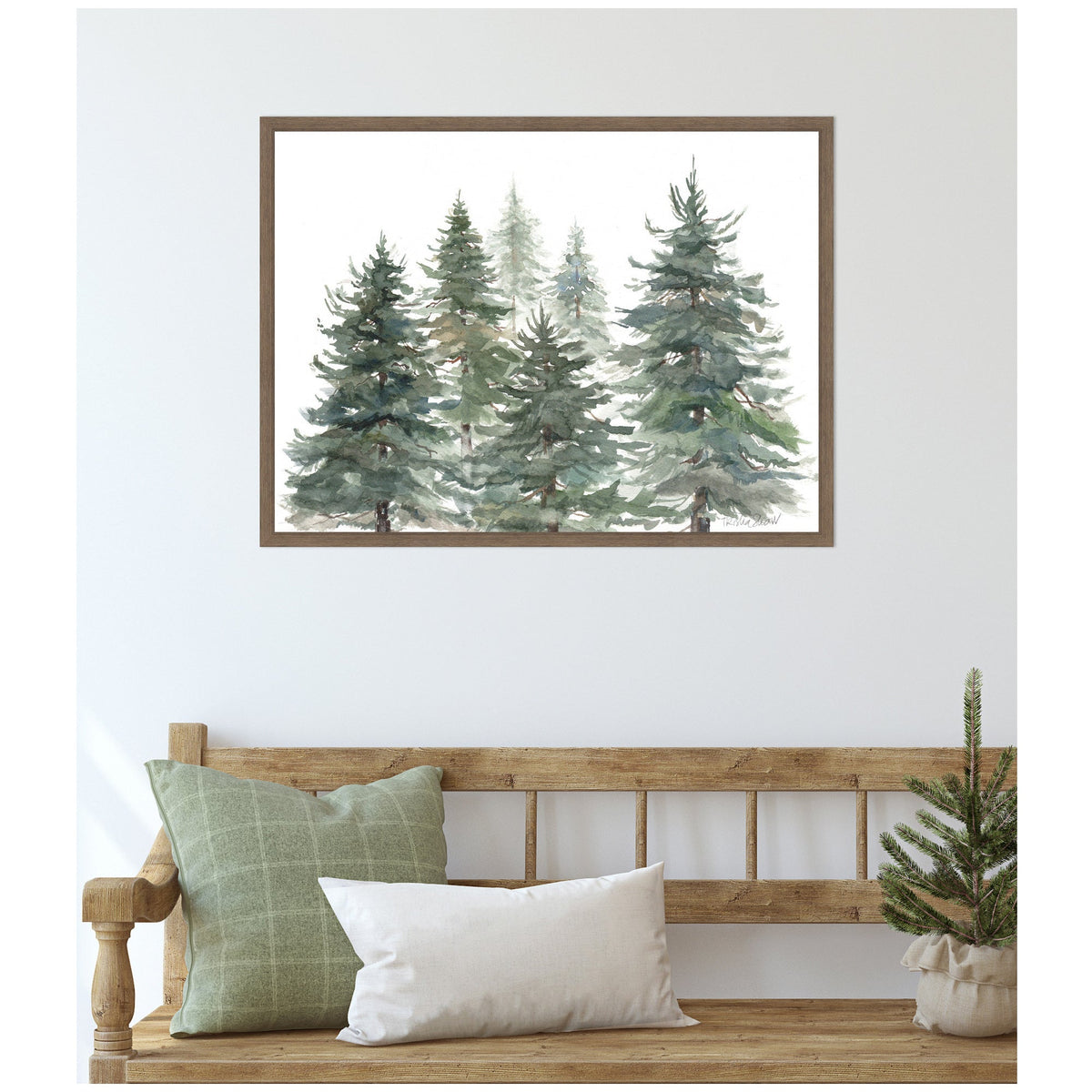 Sylvie Framed Canvas Pines And Evergreens by Patricia Shaw