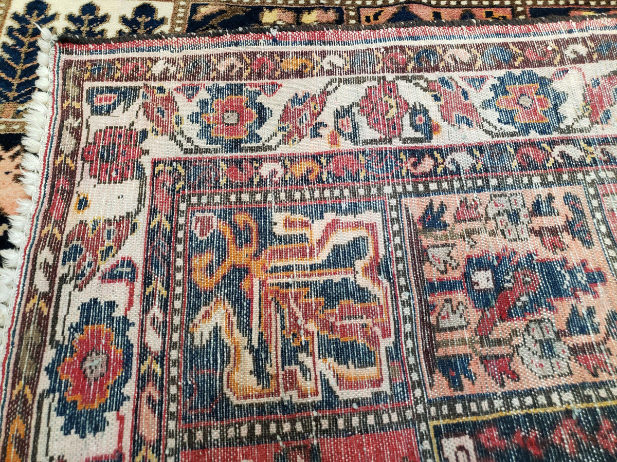 Antique Persian Bakhtiari Rug circa 1920s, Kheshti Panel Design, Wool, Hand-Knotted, 5'3" x 10' - Jewel Rugs, view 11