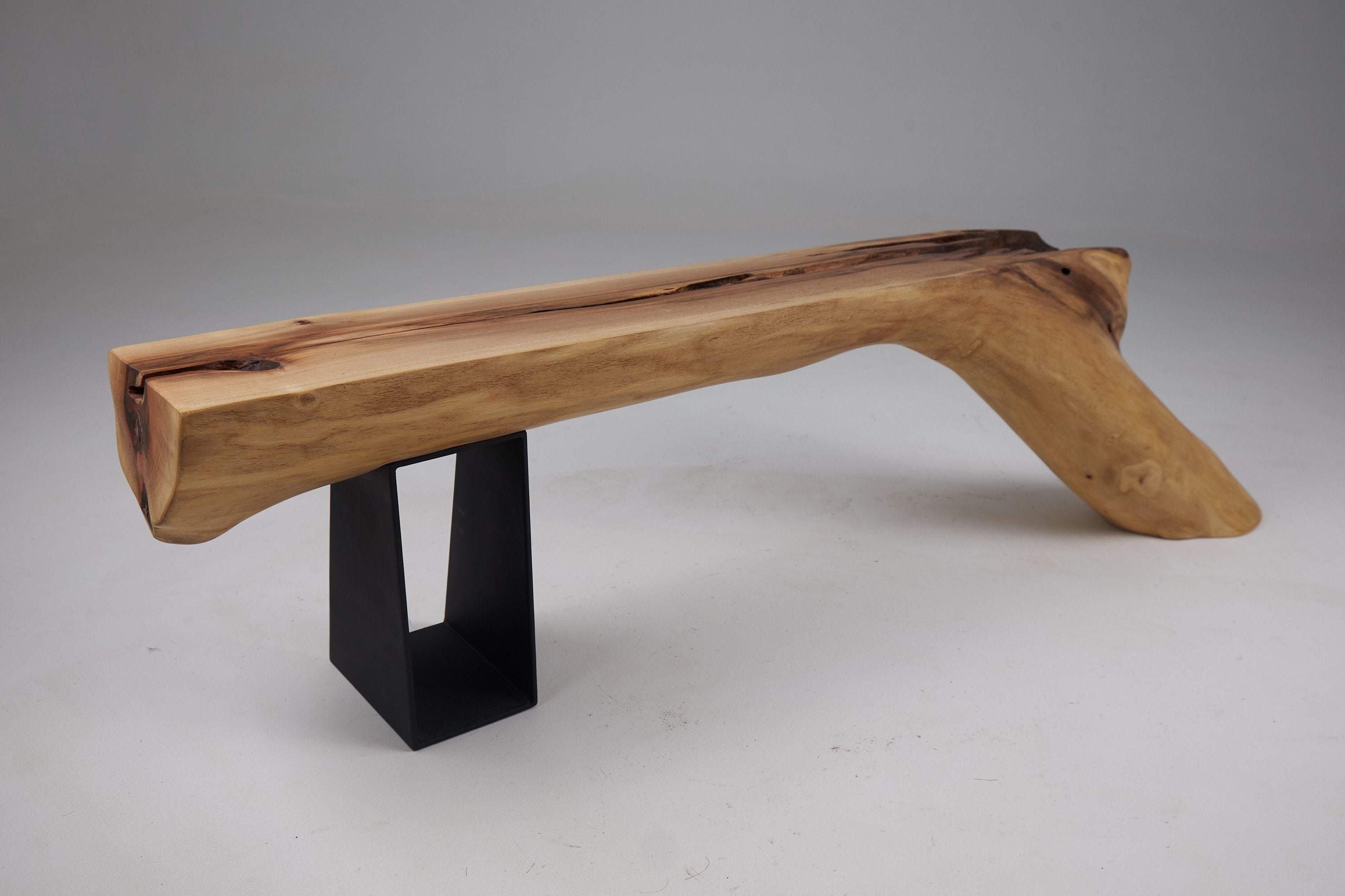 Leszy, Organic Sculptural Wood Bench with Metal Base - image 13