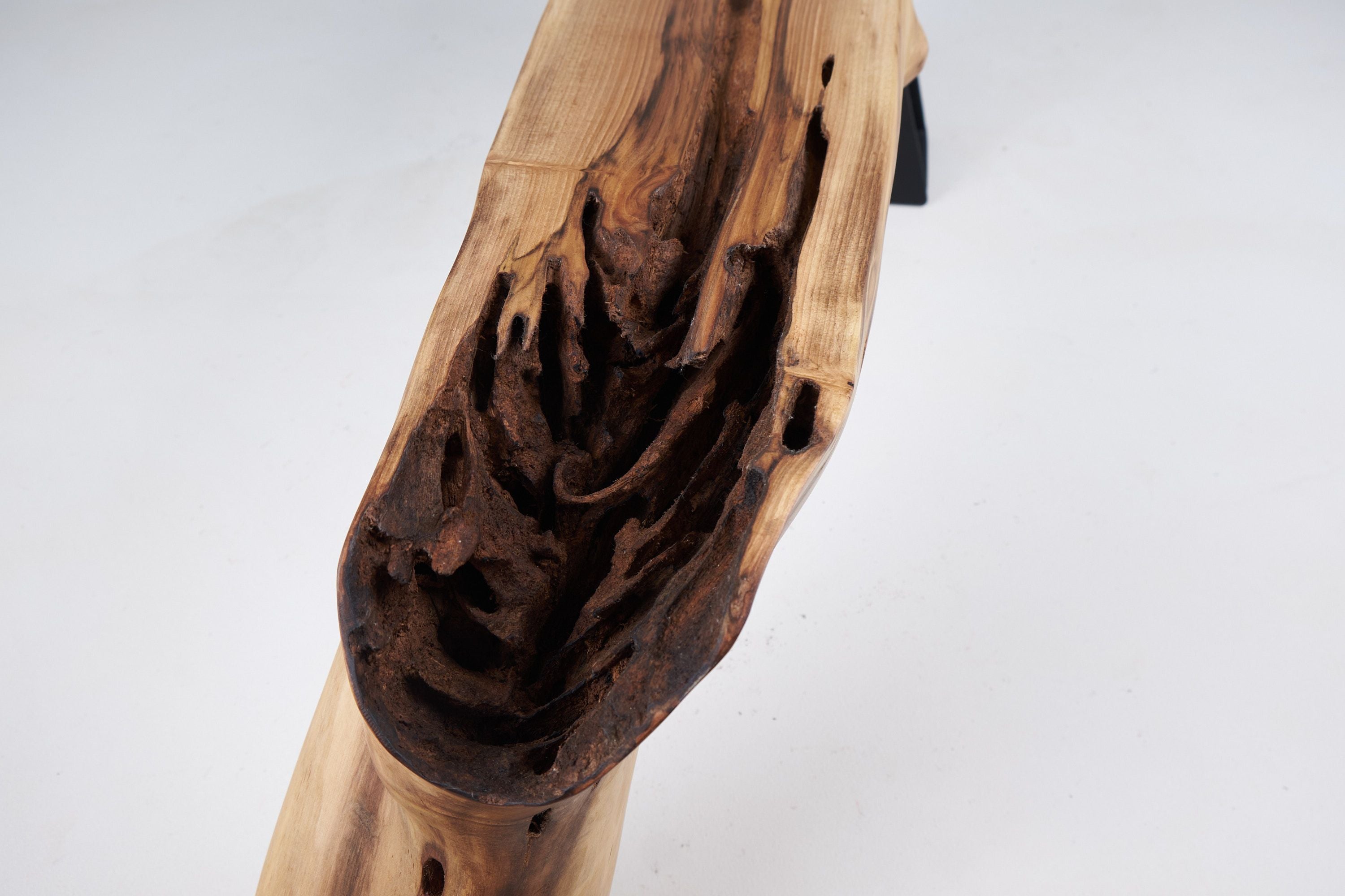Leszy, Organic Sculptural Wood Bench with Metal Base - image 7