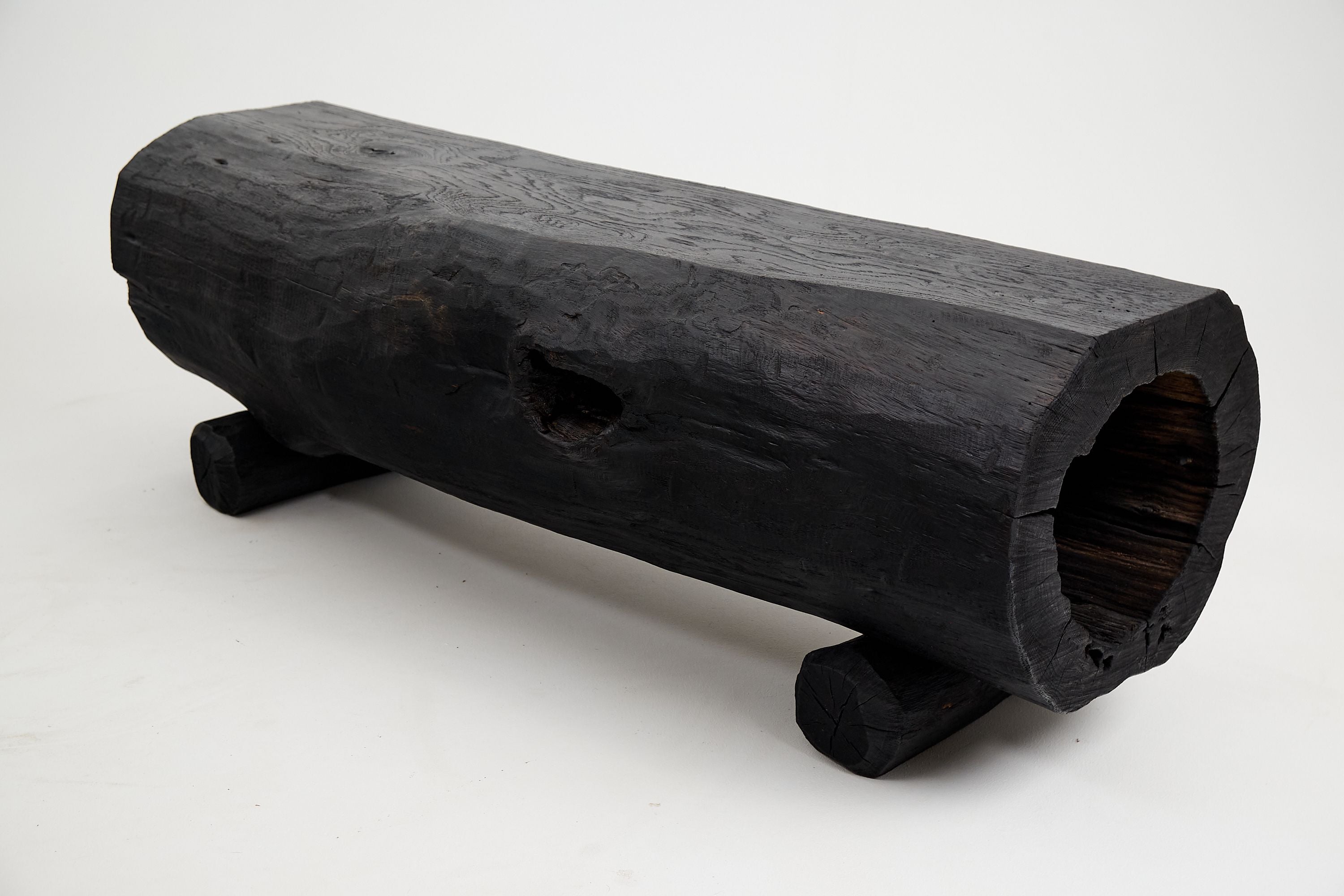 Jownik, Charred Hollow Log Bench  Primitive Form, Bold Presence