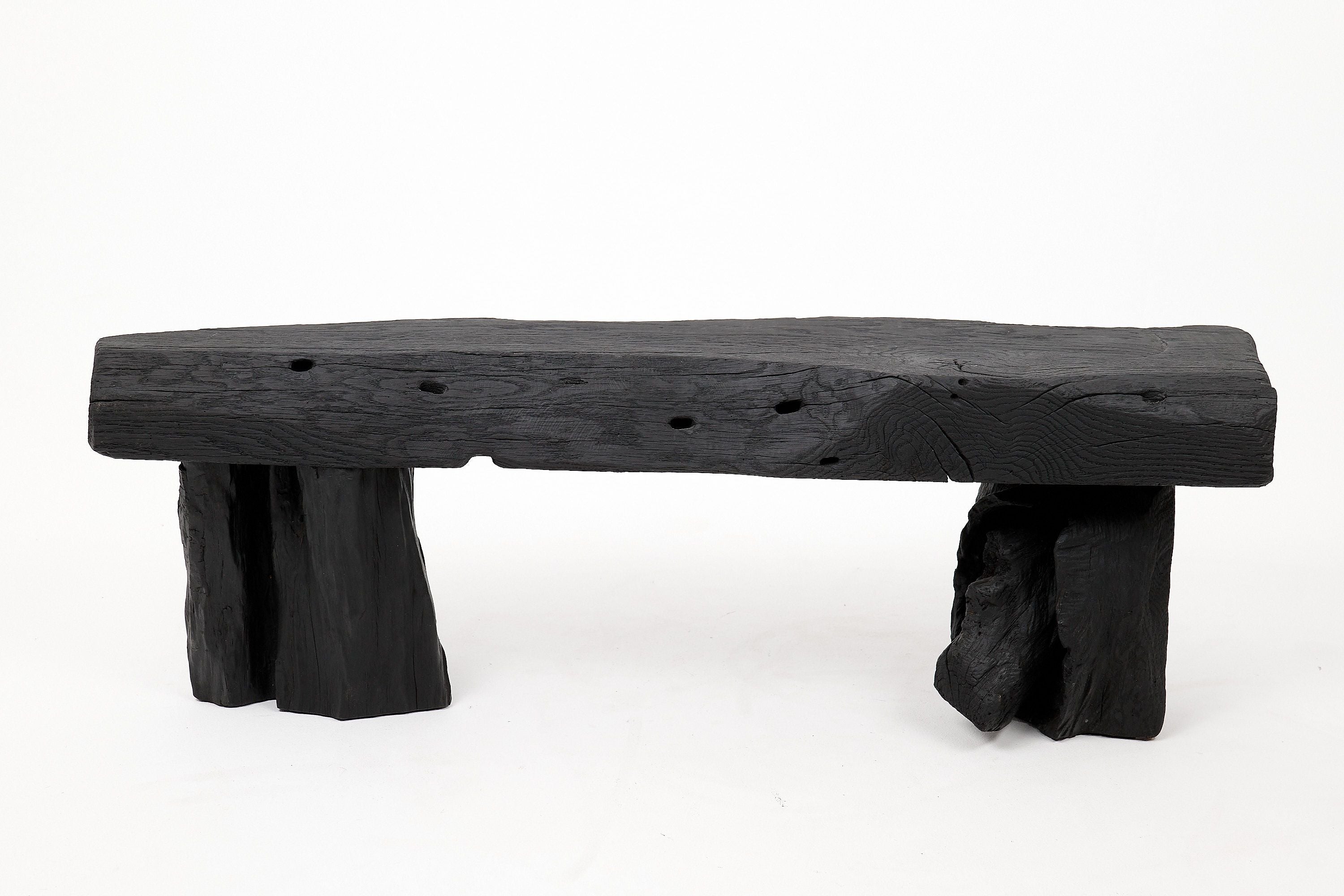 Jownik - Charred Wood Bench with Sculpted Trunk Legs - image 2