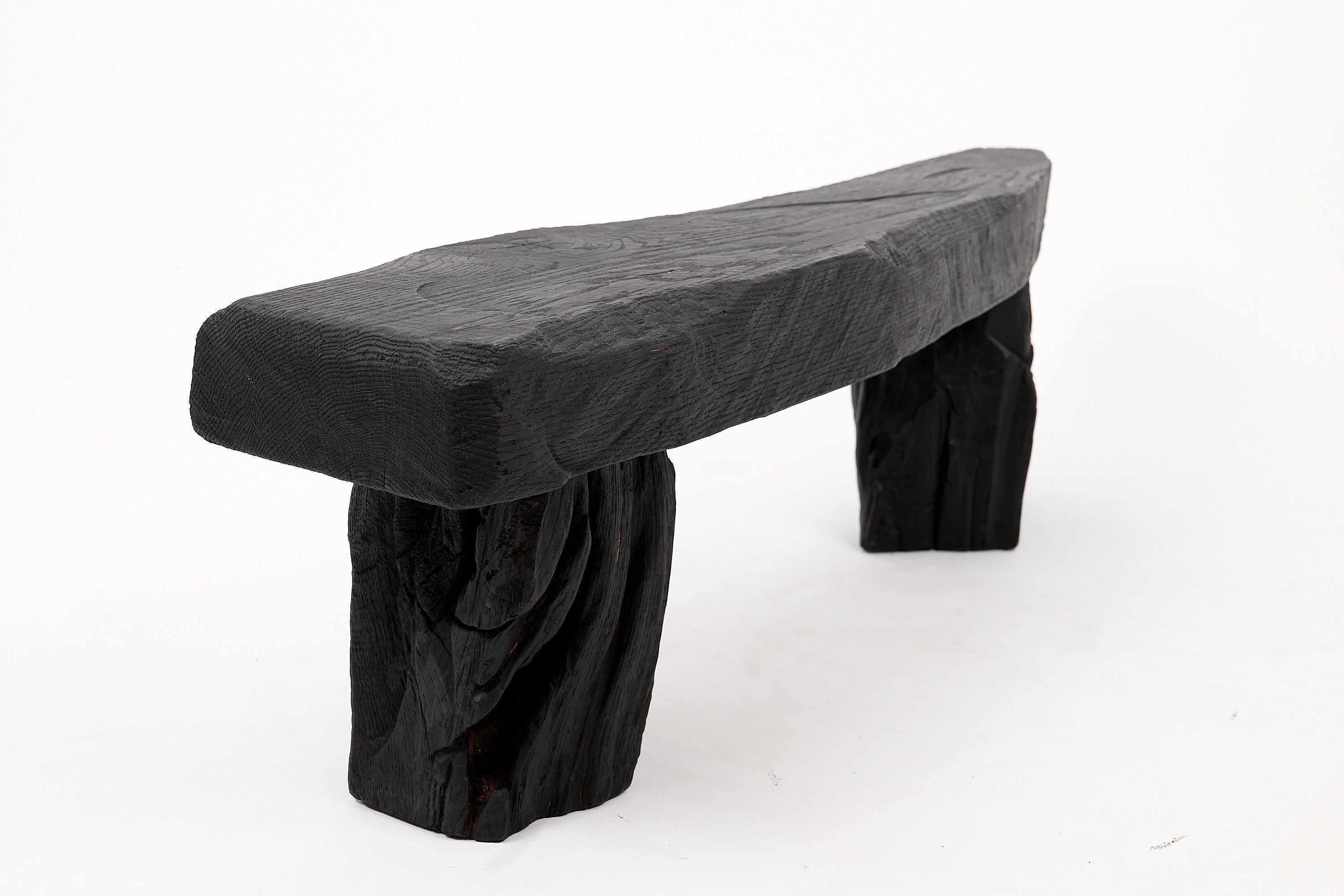 Jownik - Charred Wood Bench with Sculpted Trunk Legs - image 8