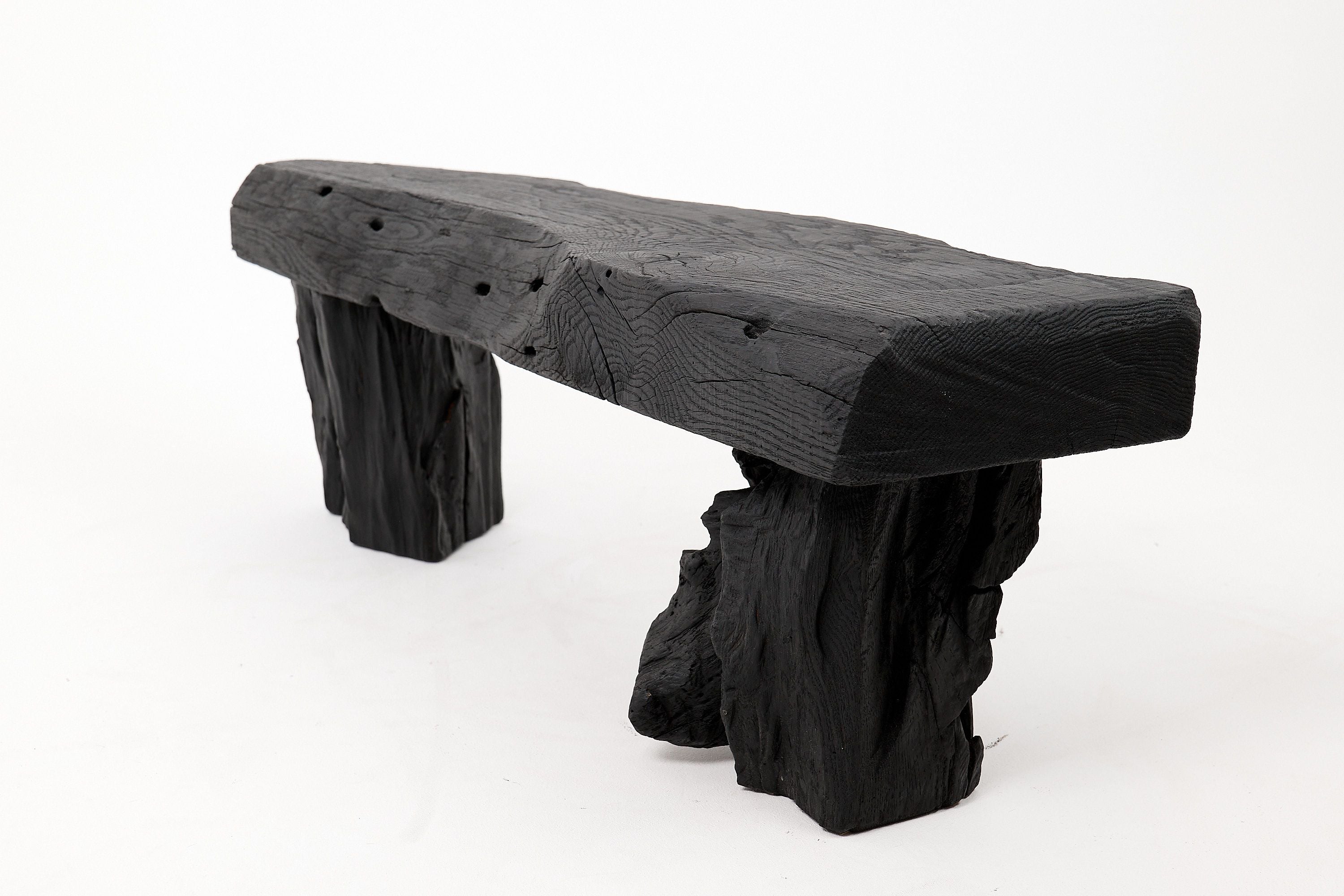 Jownik - Charred Wood Bench with Sculpted Trunk Legs - image 6