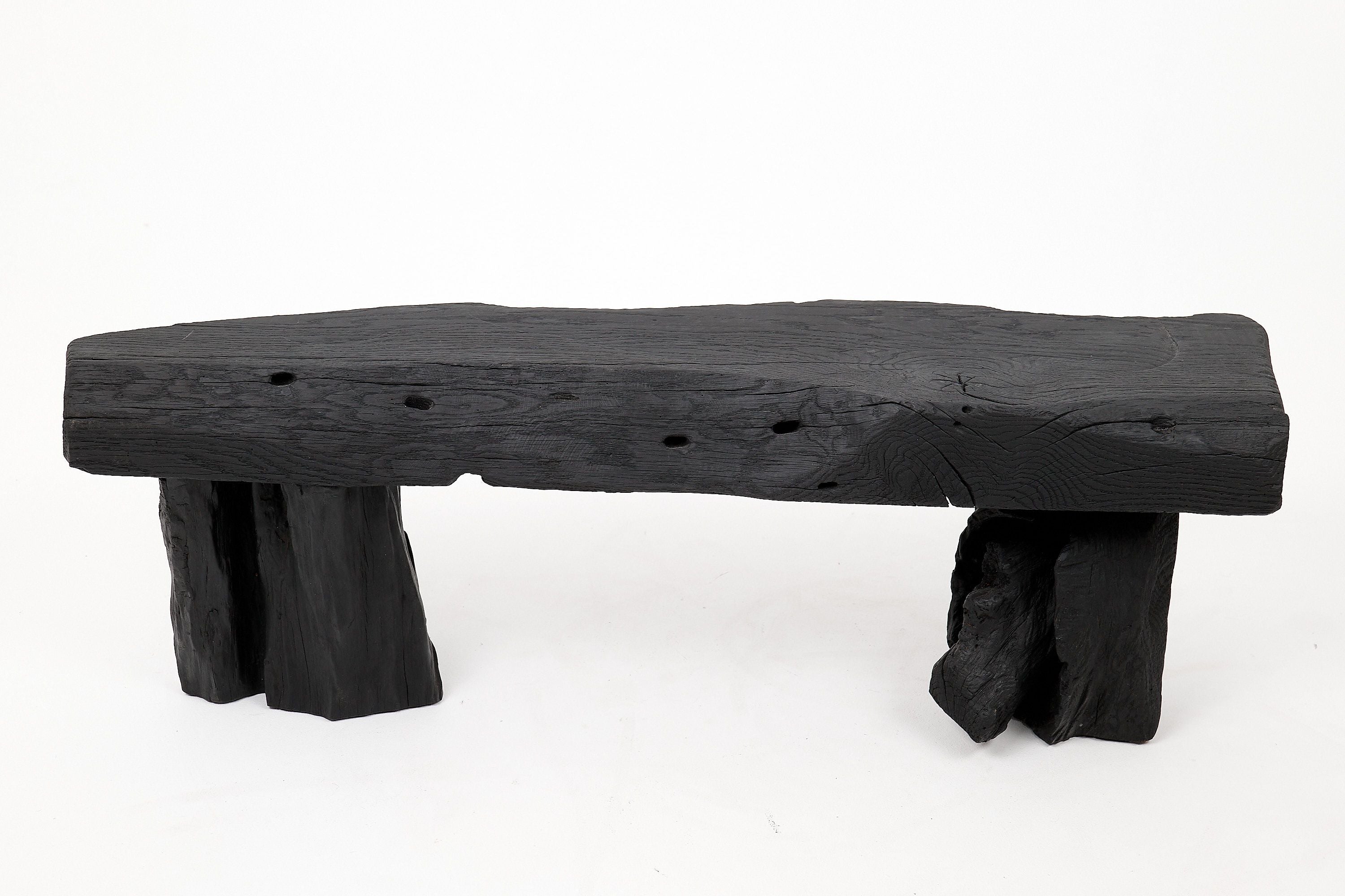 Jownik - Charred Wood Bench with Sculpted Trunk Legs - image 3