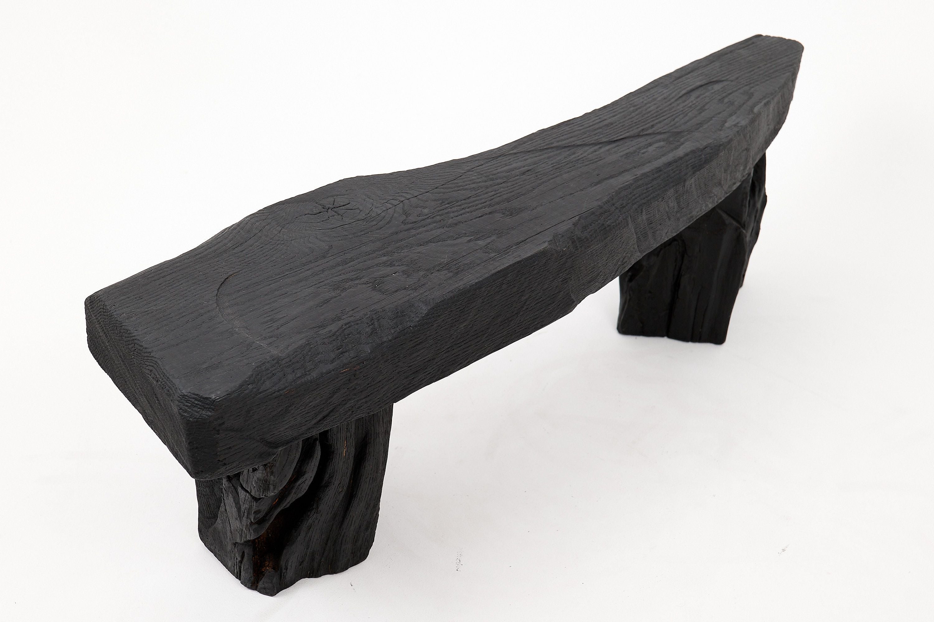 Jownik - Charred Wood Bench with Sculpted Trunk Legs - image 9