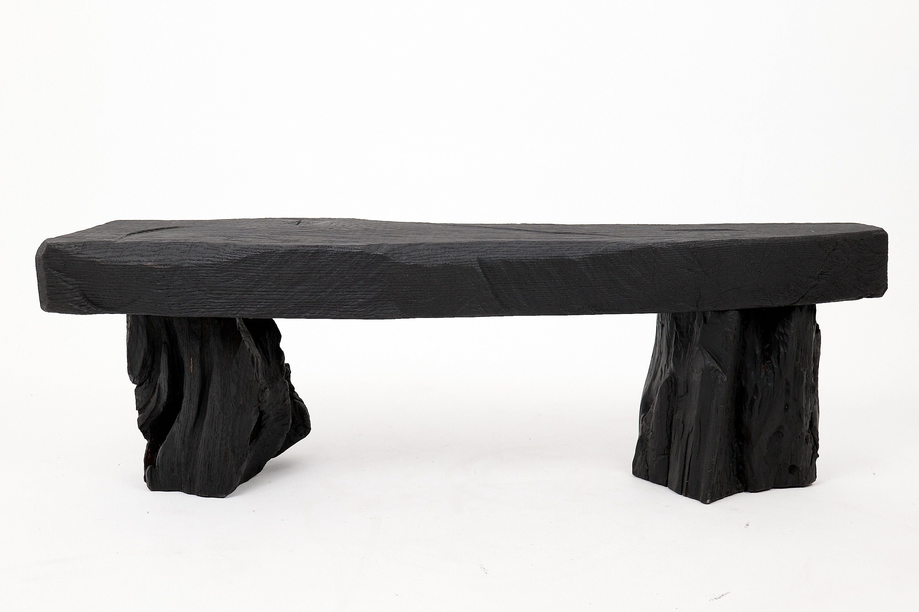 Jownik - Charred Wood Bench with Sculpted Trunk Legs - image 11