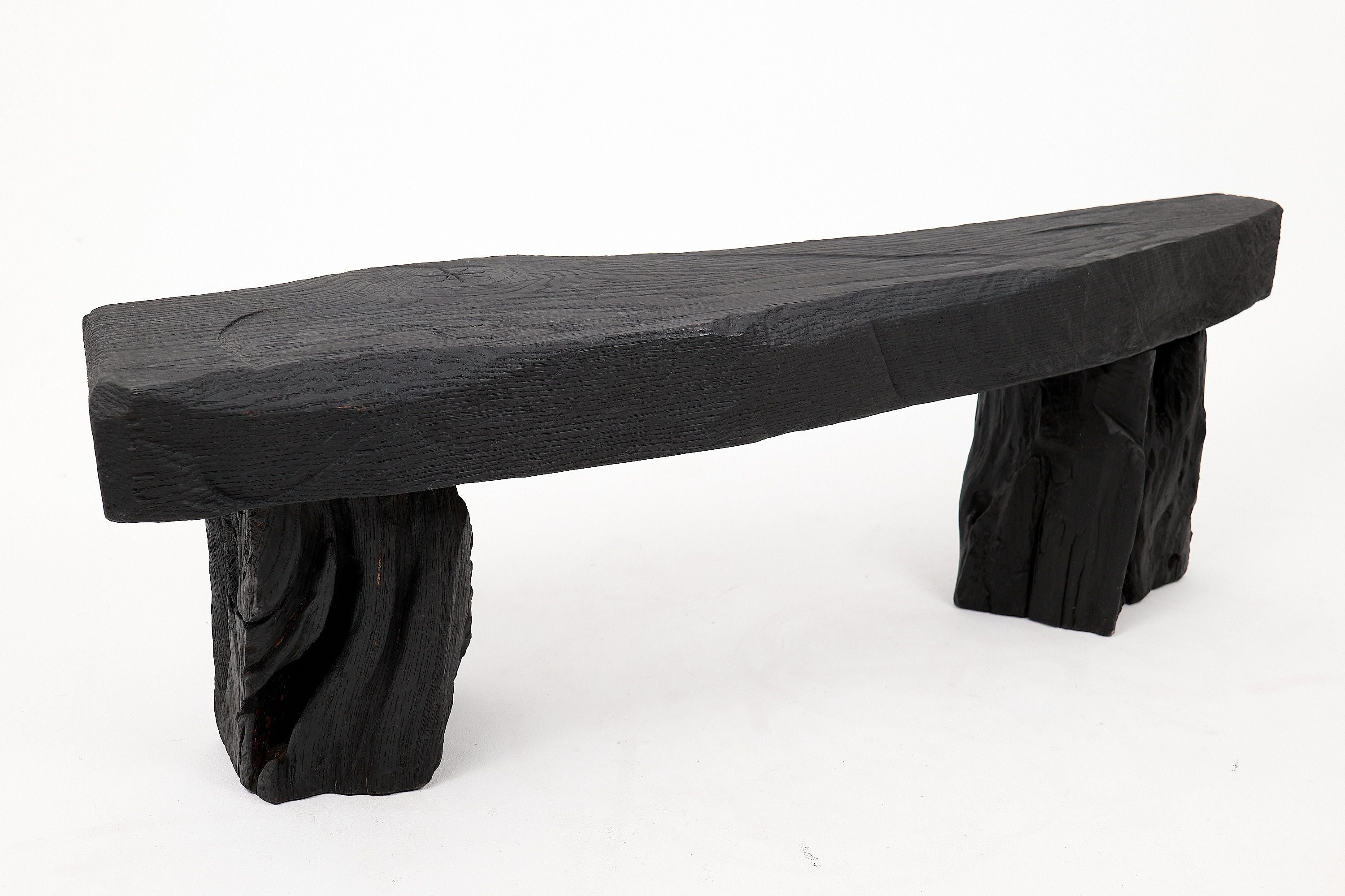 Jownik - Charred Wood Bench with Sculpted Trunk Legs - image 10