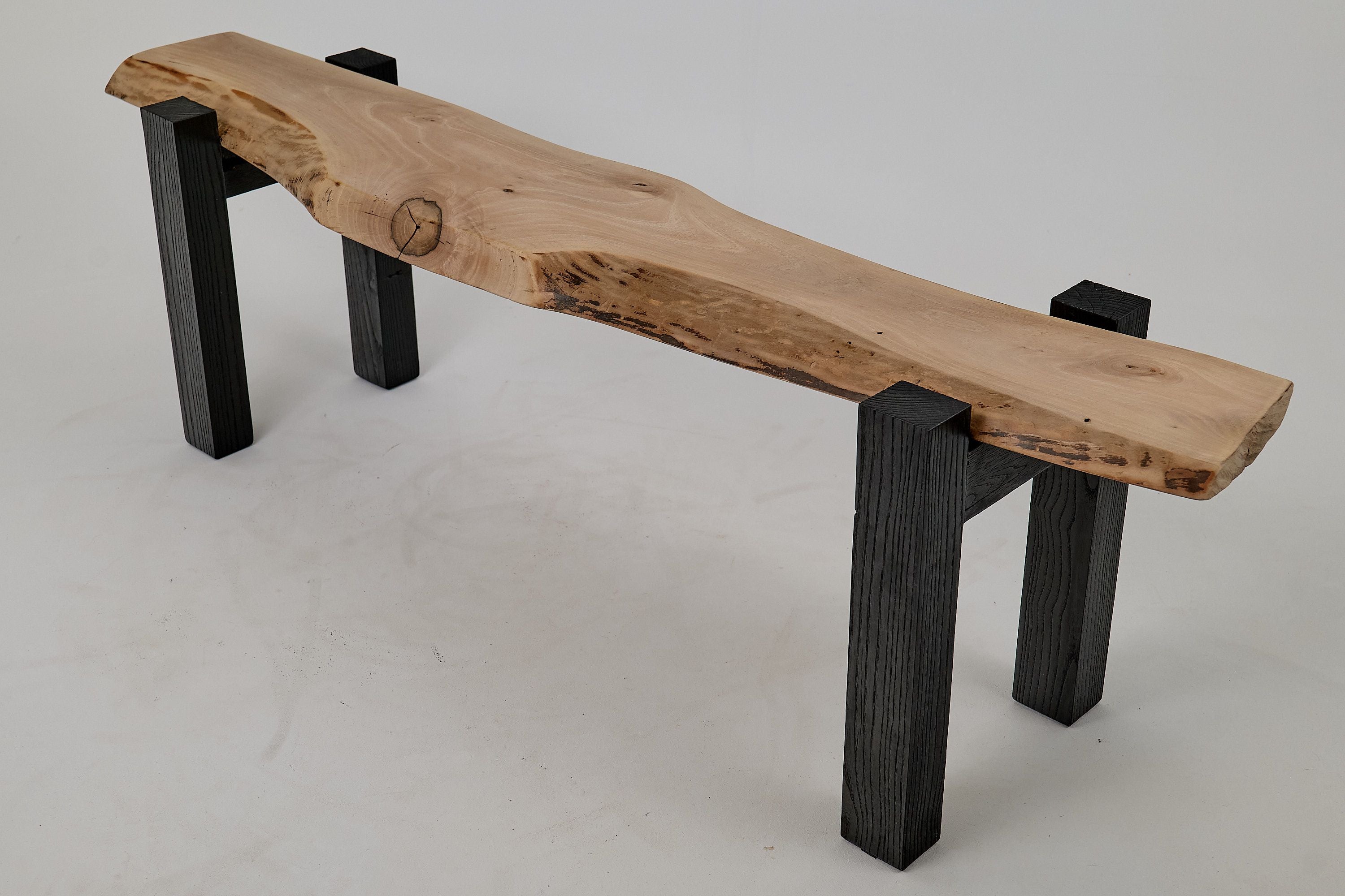 Jownik - Live-Edge Wood Bench with Charred Black Legs - image 13