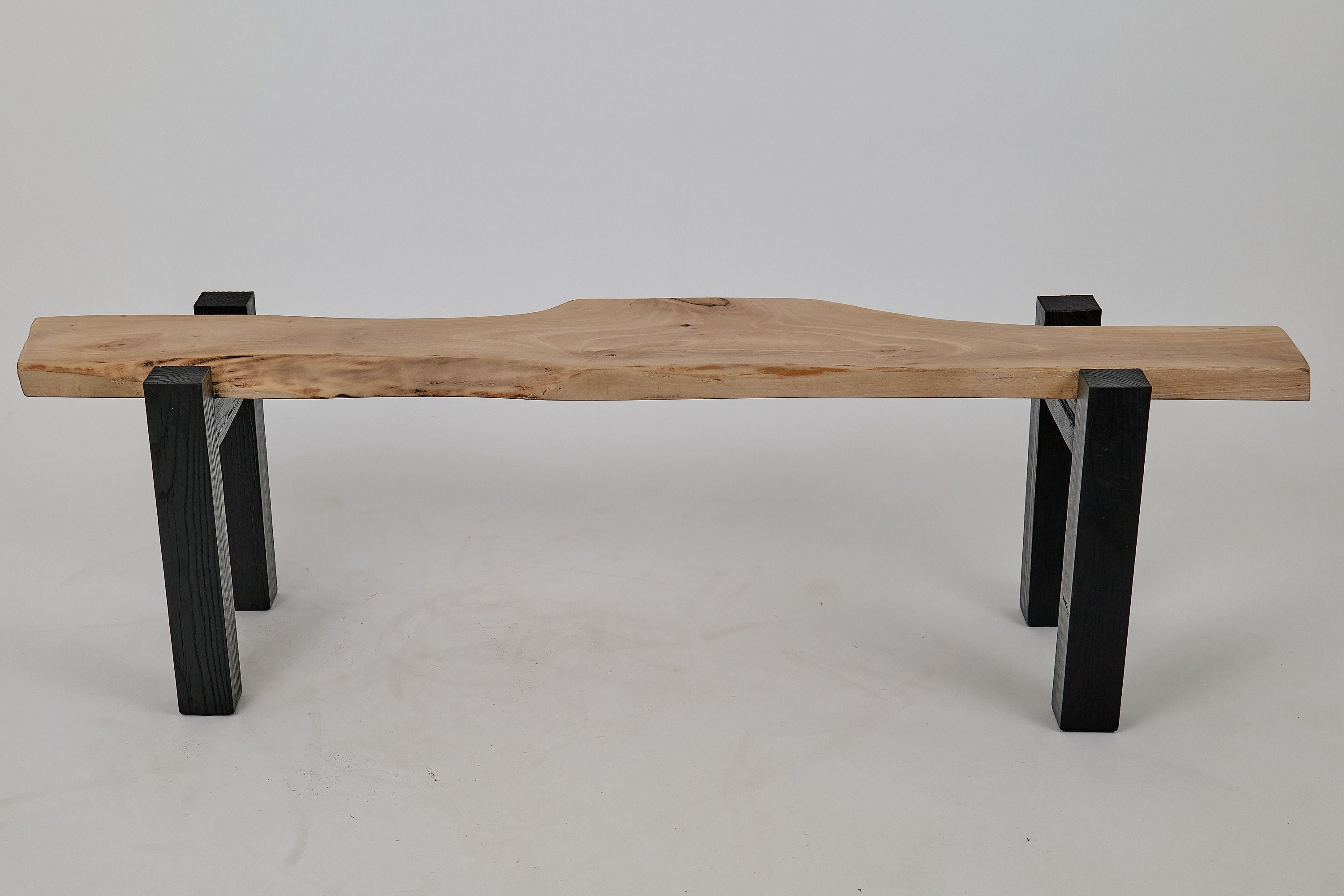 Jownik - Live-Edge Wood Bench with Charred Black Legs