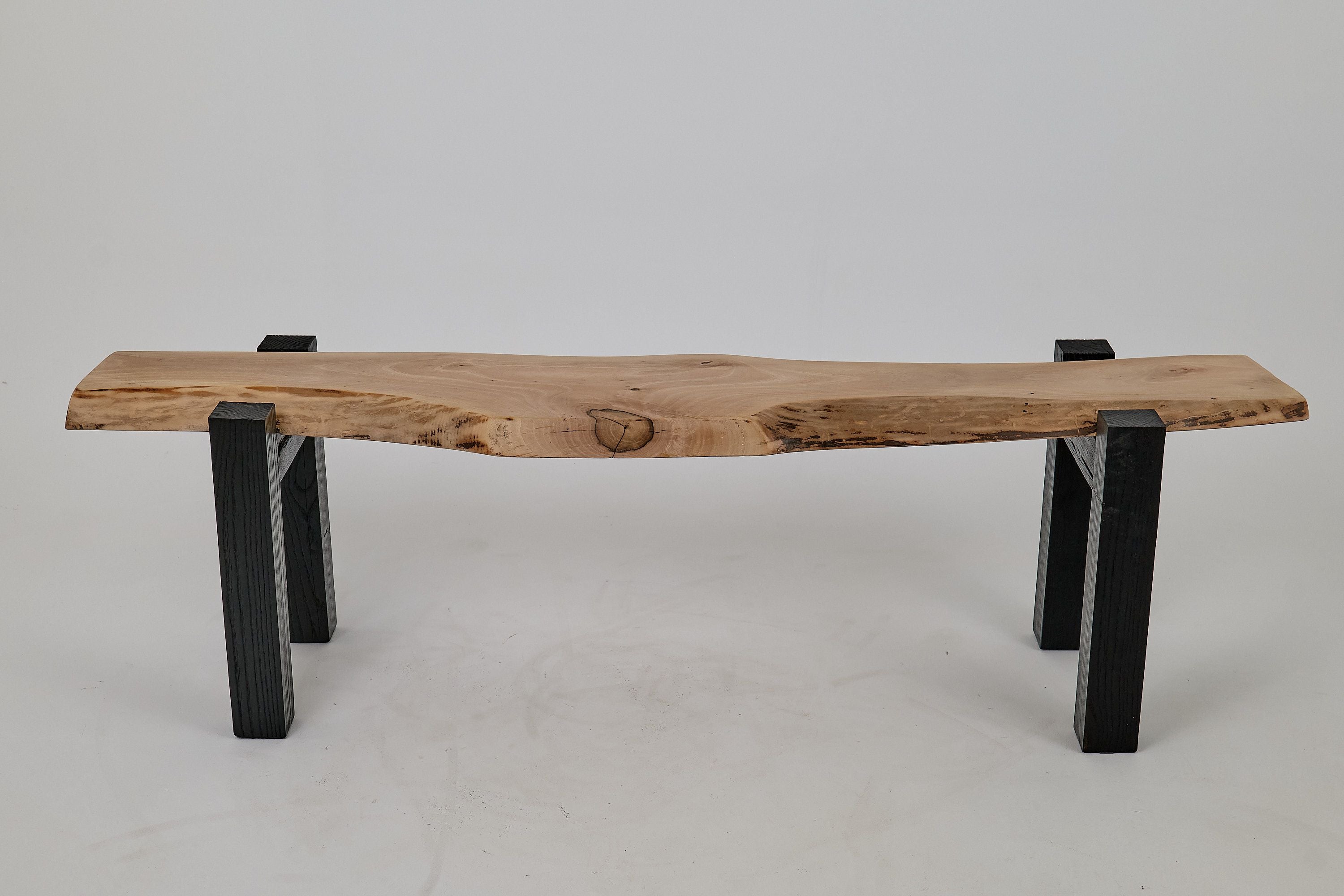Jownik - Live-Edge Wood Bench with Charred Black Legs - image 12