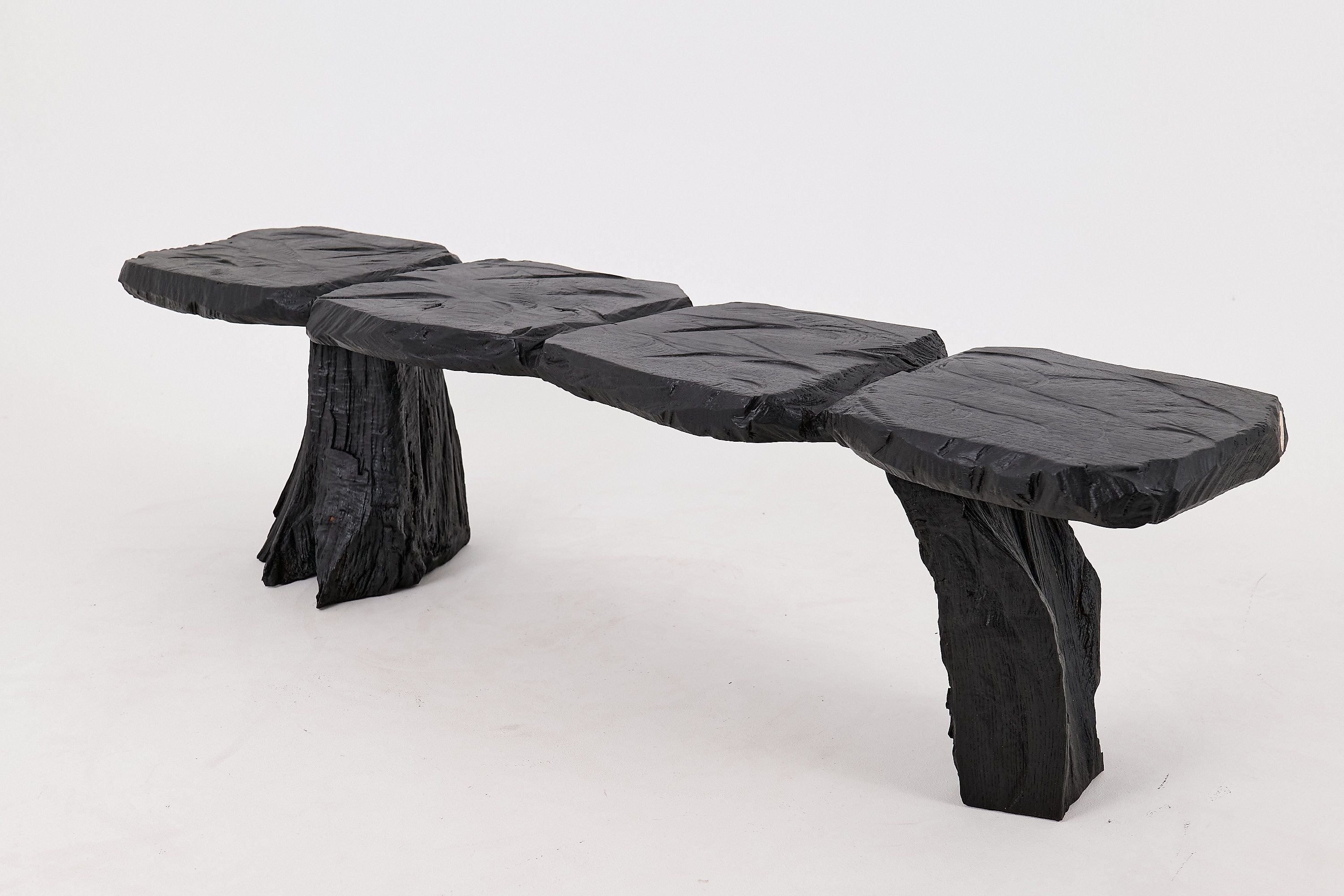 Jownik, Charred Wood Bench - Sculptural Form & Organic Flow
