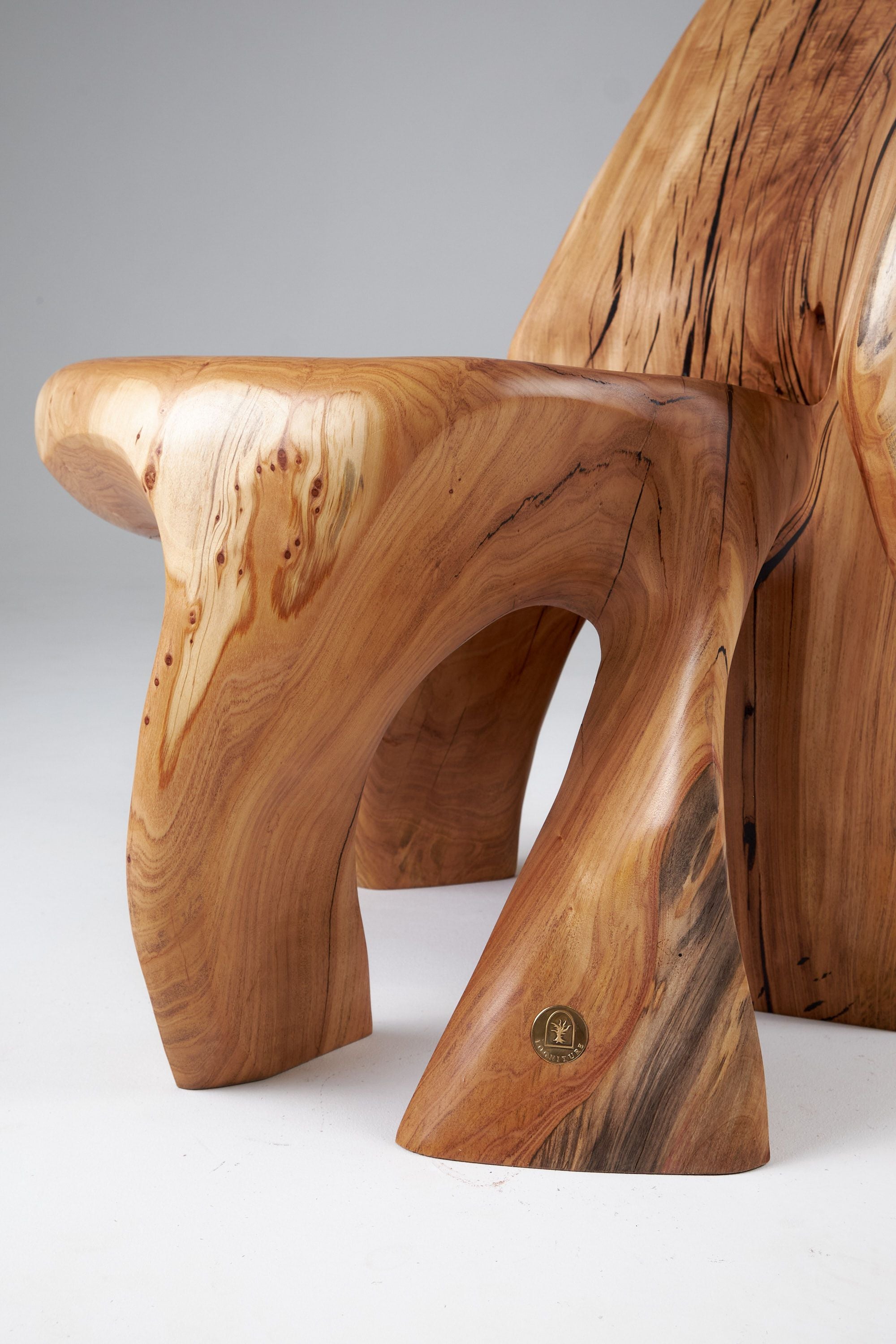 Leszy, Carved Sculptural Solid Hardwood Chair - image 6