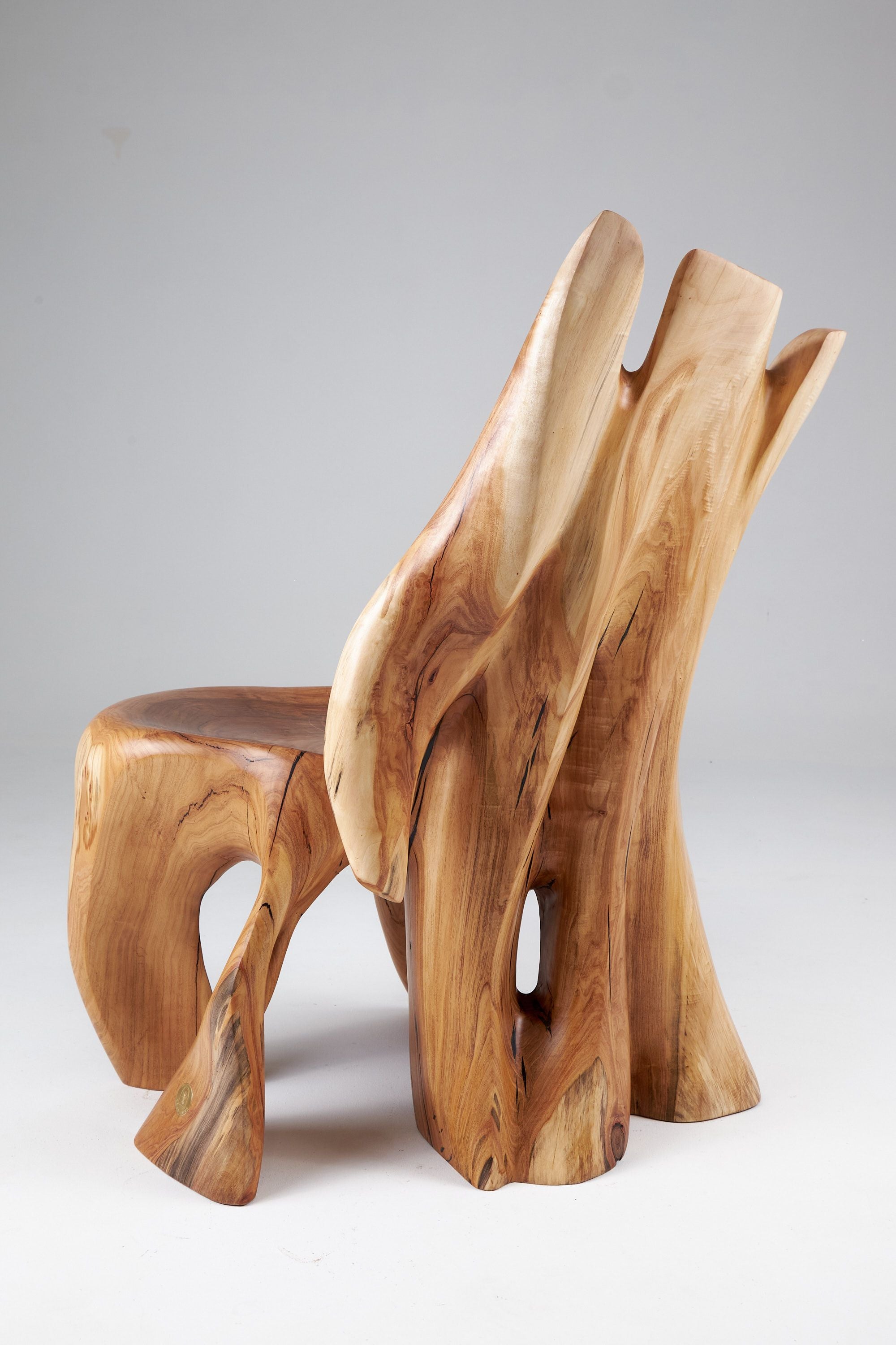 Leszy, Carved Sculptural Solid Hardwood Chair - image 7