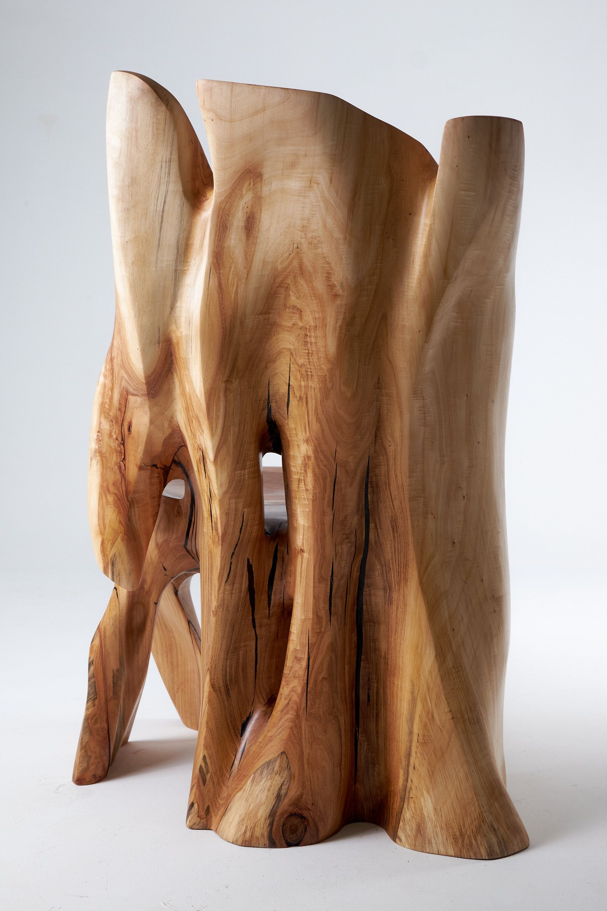 Leszy, Carved Sculptural Solid Hardwood Chair - image 9