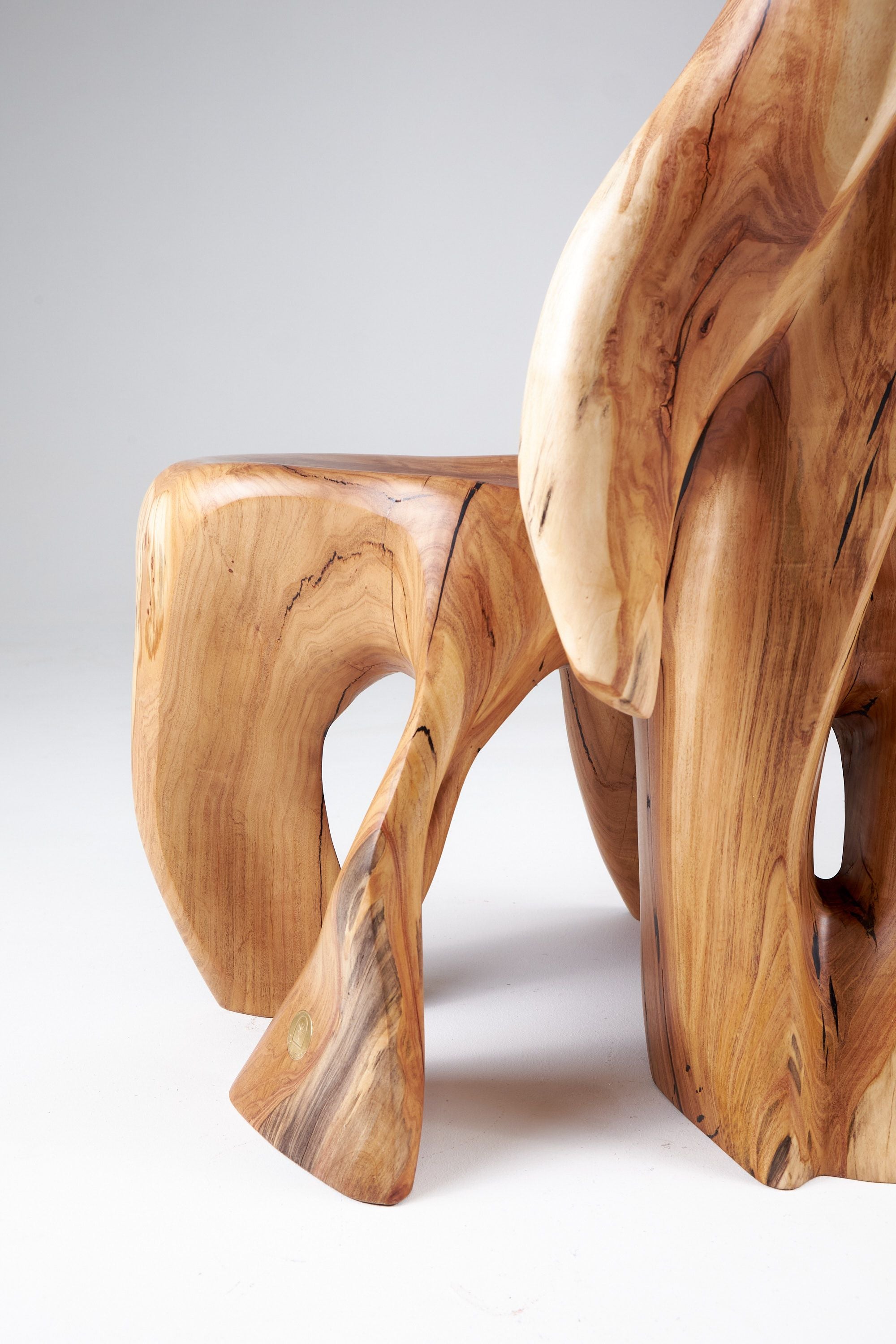 Leszy, Carved Sculptural Solid Hardwood Chair - image 8
