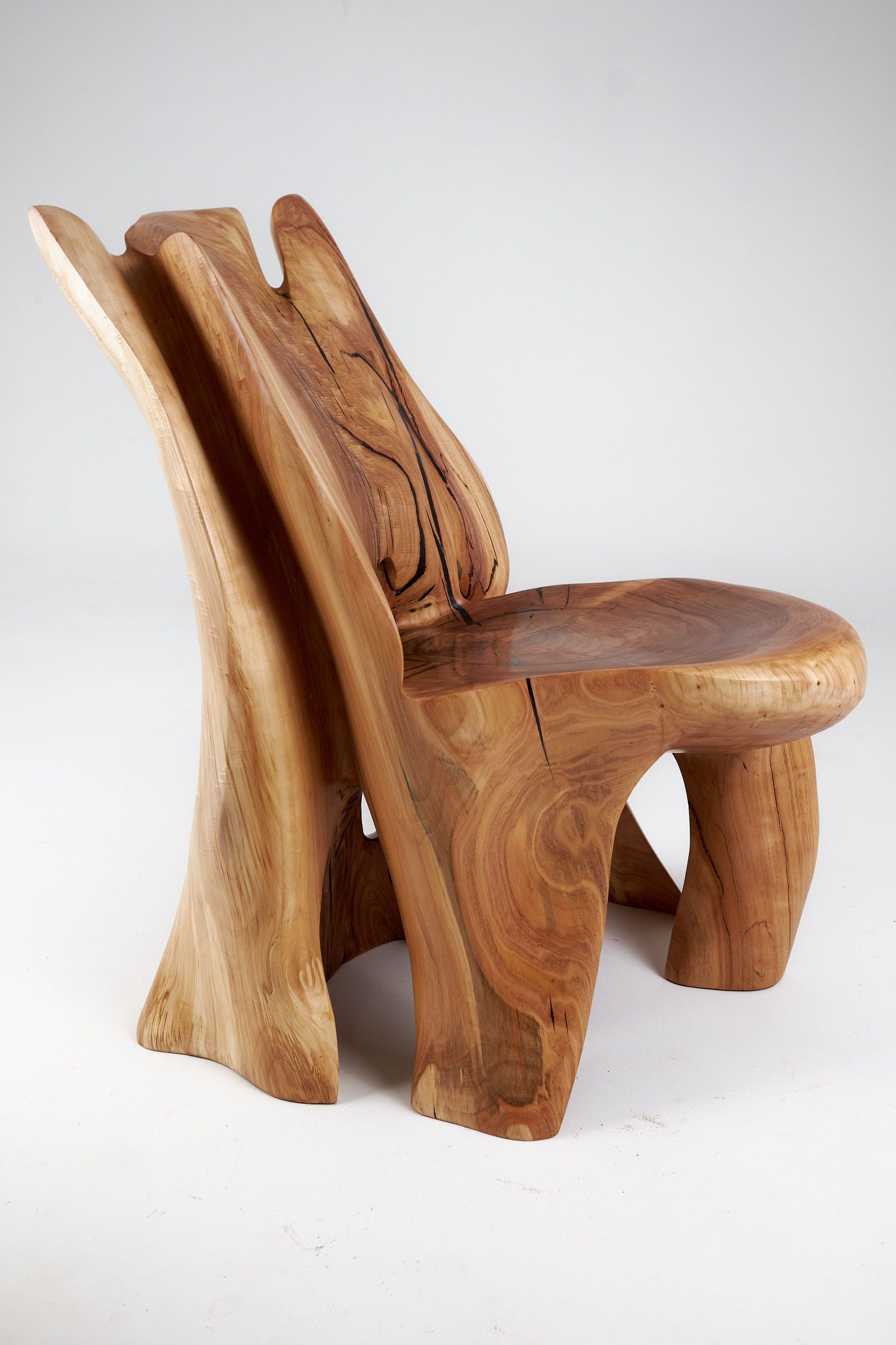 Leszy, Carved Sculptural Solid Hardwood Chair - image 12