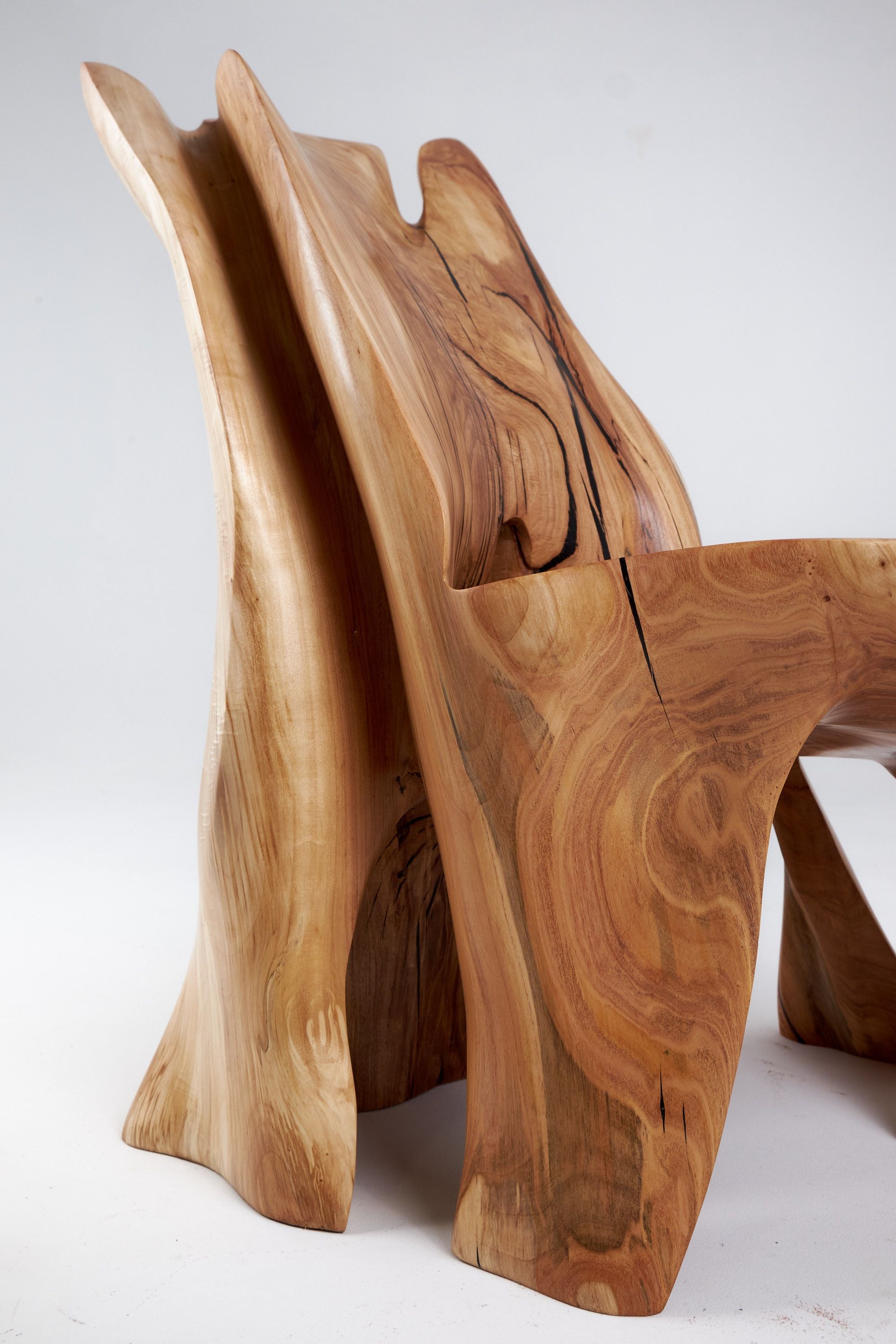 Leszy, Carved Sculptural Solid Hardwood Chair - image 14