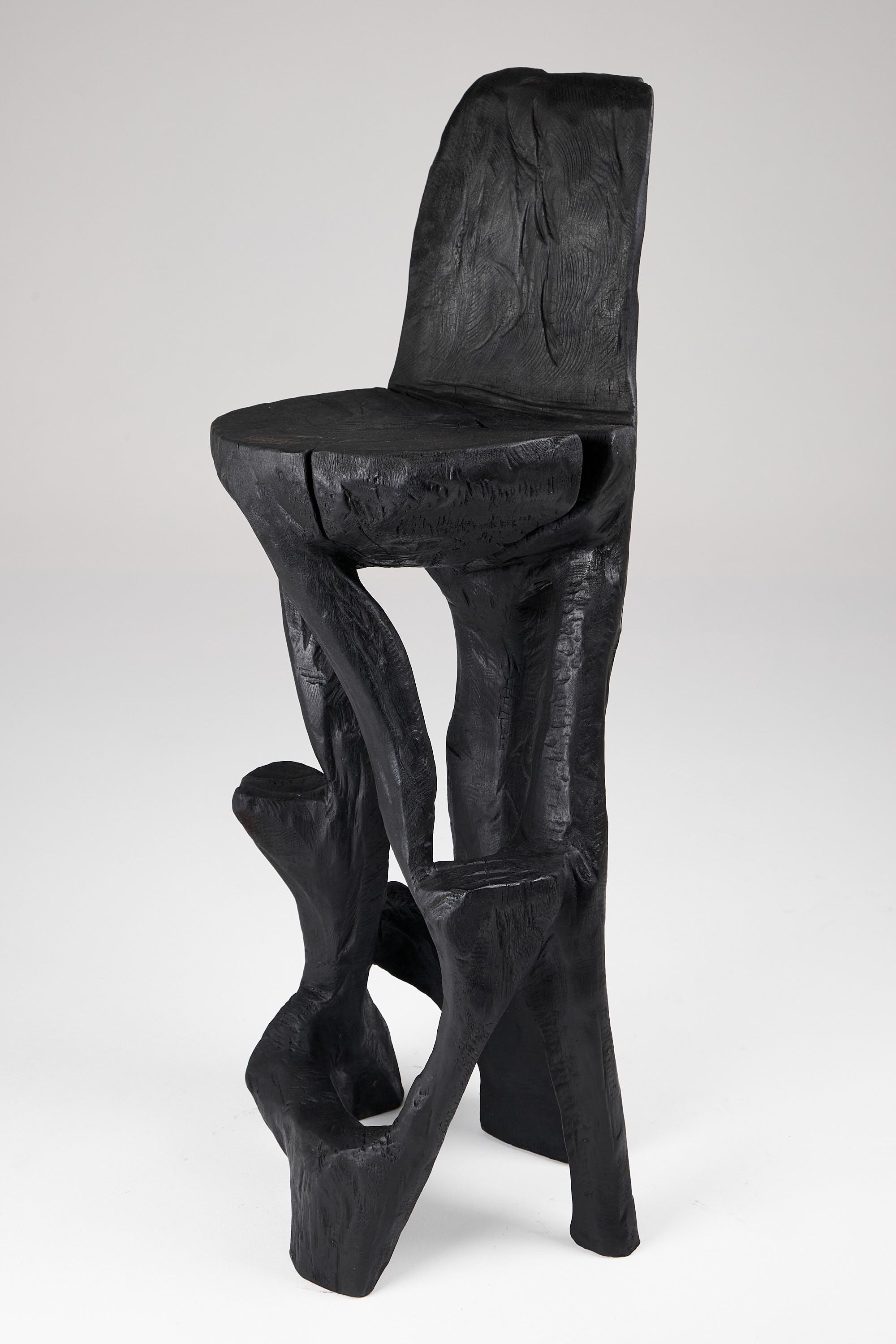 Makha, Charred Sculptural Bar Chair