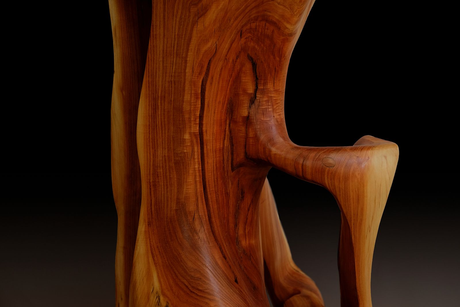 Makha, Flowing High-Back Bar Chair â Carved Sculpture in Natural Hardwood - image 5