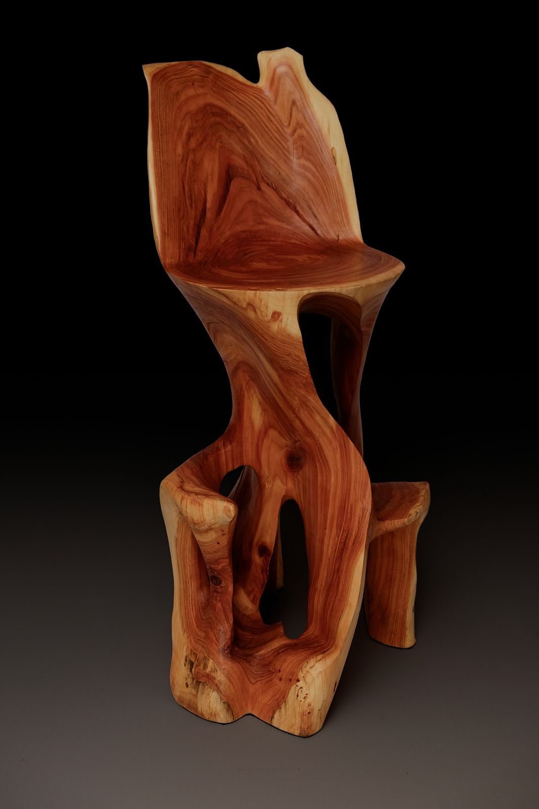 Makha, Flowing High-Back Bar Chair â Carved Sculpture in Natural Hardwood - image 8