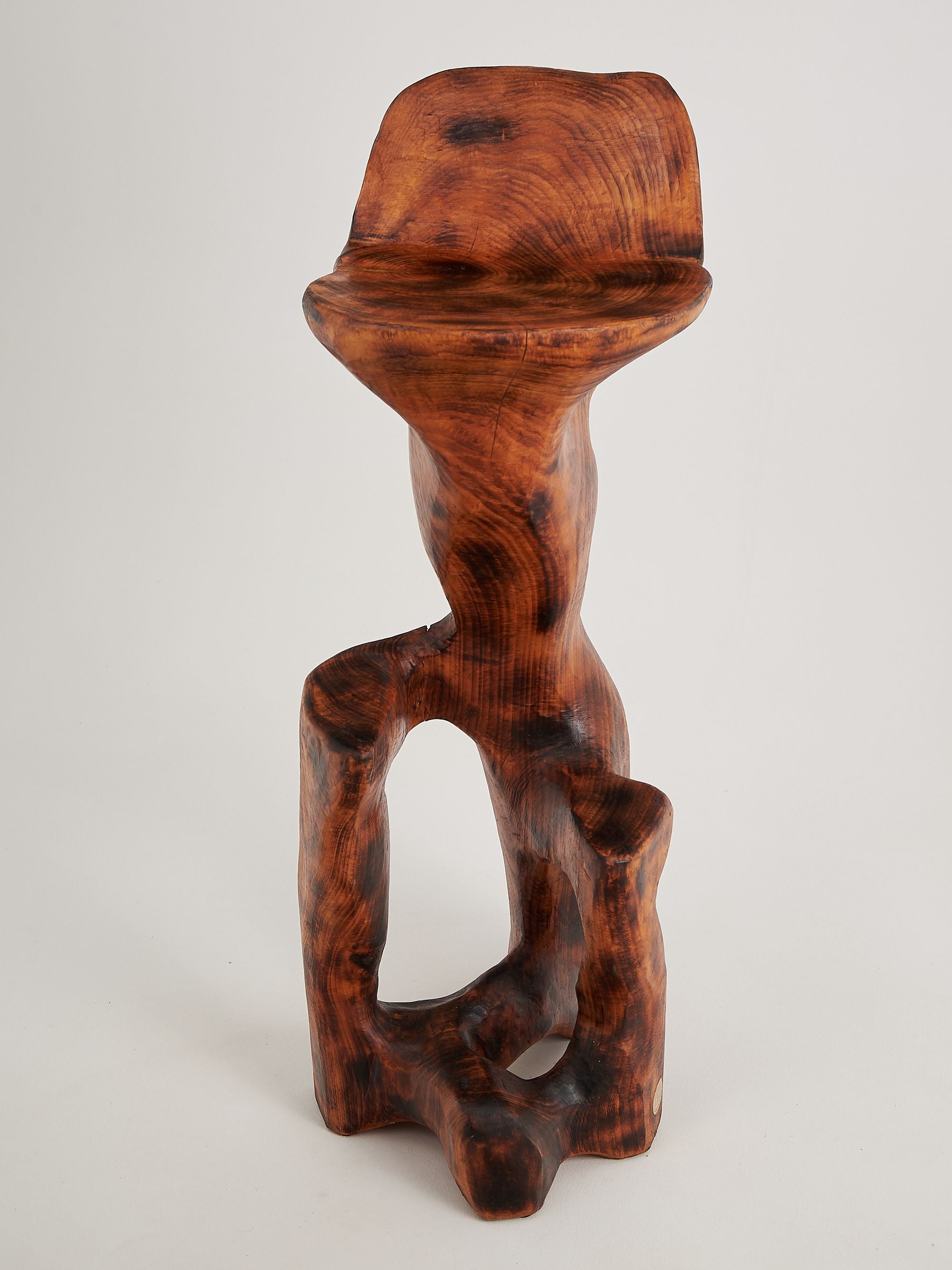 Makha. Sculptural Bar Chair in Burnished Hardwood - image 2