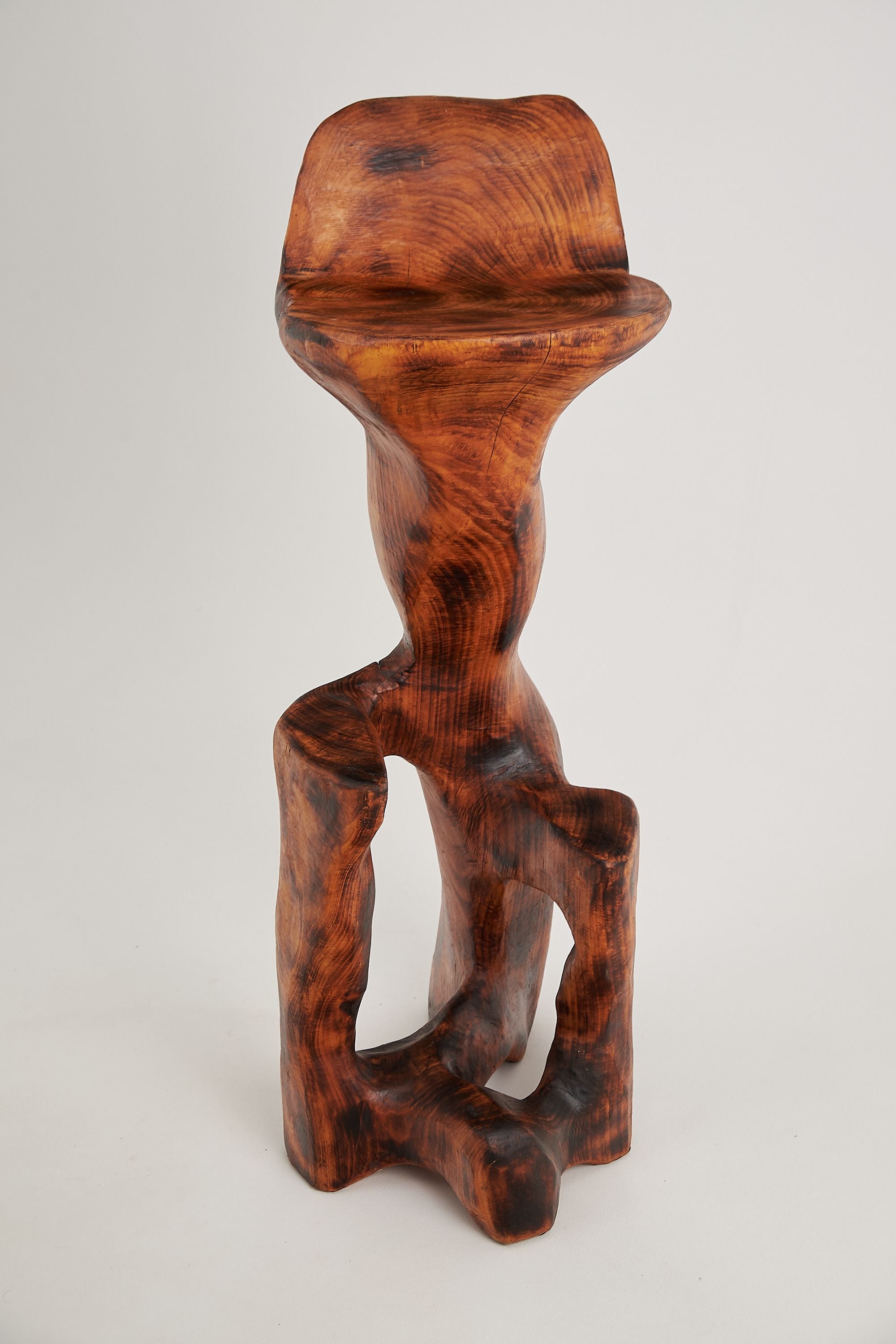 Makha. Sculptural Bar Chair in Burnished Hardwood - image 11