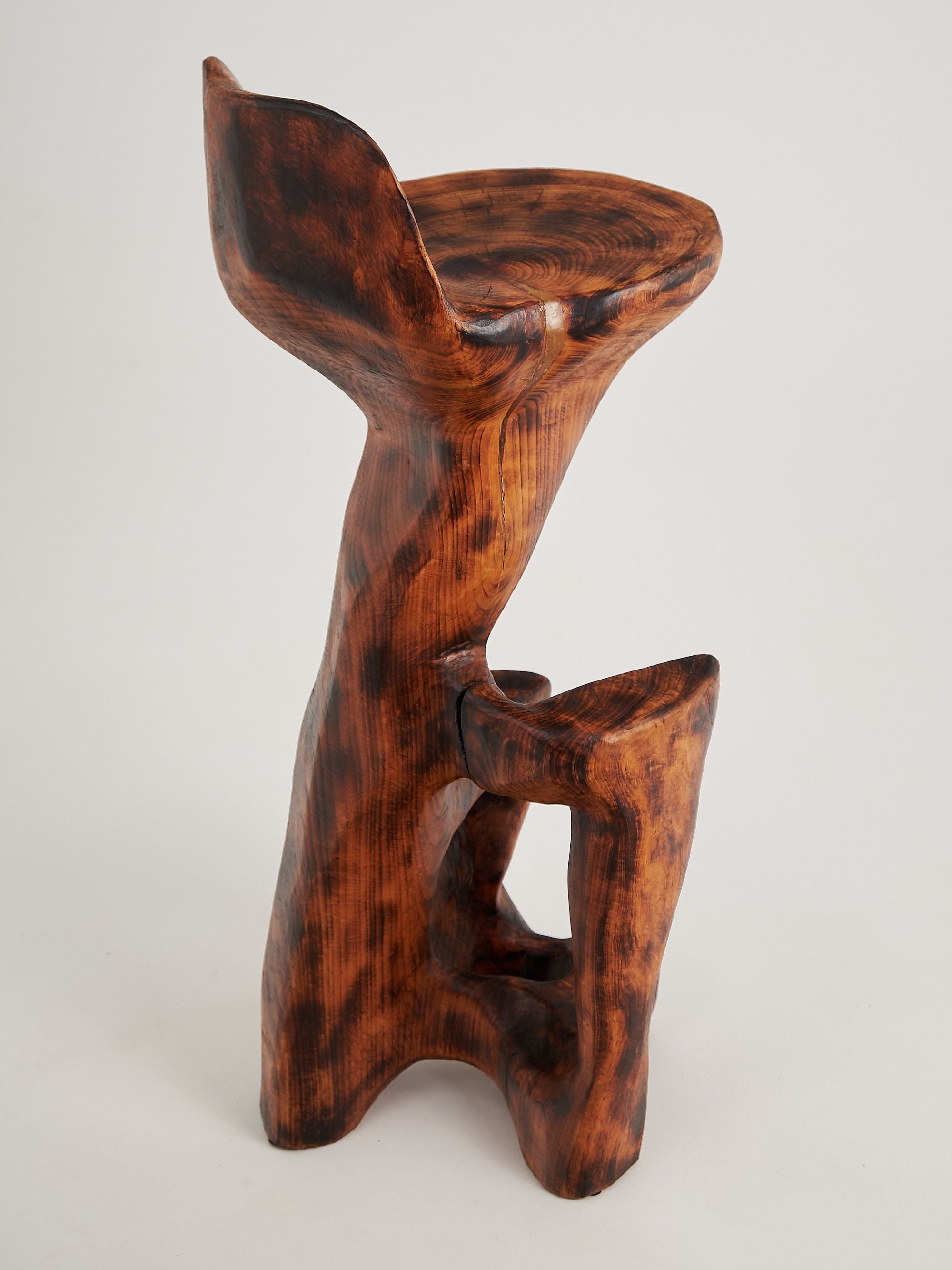 Makha. Sculptural Bar Chair in Burnished Hardwood - image 8